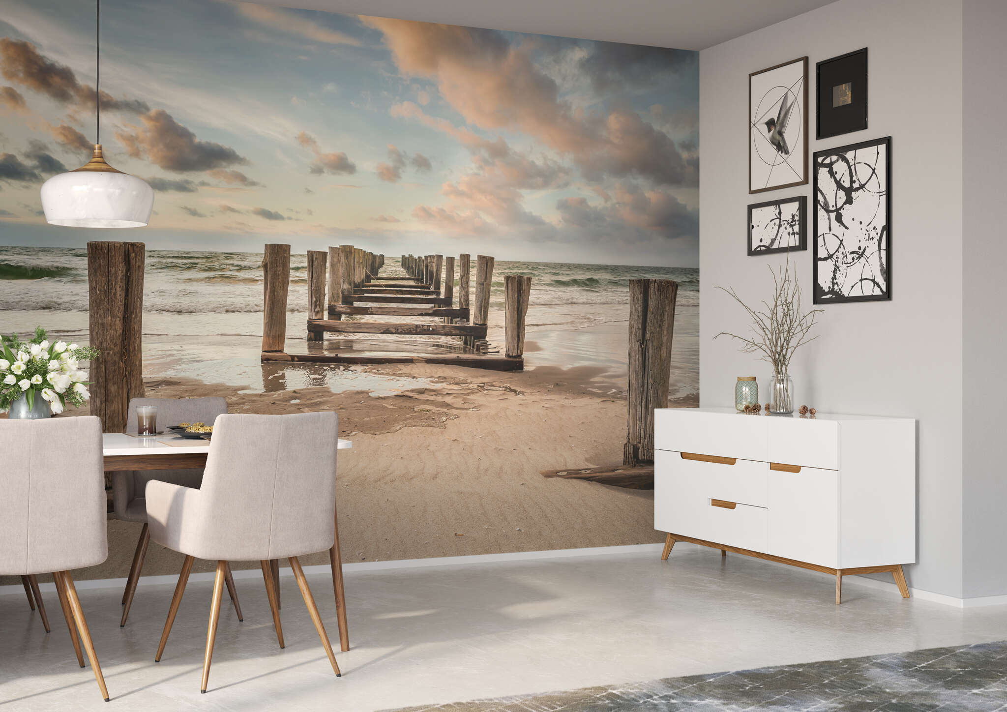 Esszimmer mit 363395 - Fototapete - Buhne vom Strand in die lebendige Ostsee magicwalls Papier peint 363395