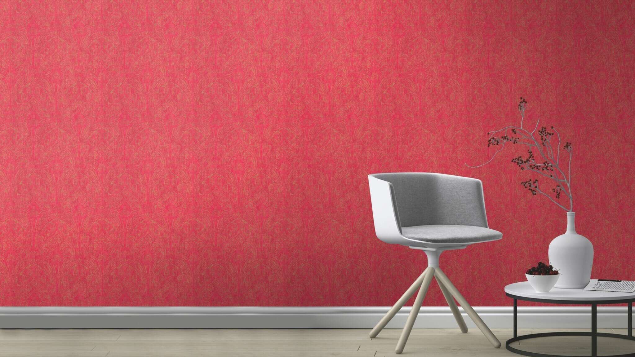 10-746365 Raumsituationen 2 Room with Oriental wallpaper with paisley-style ornaments