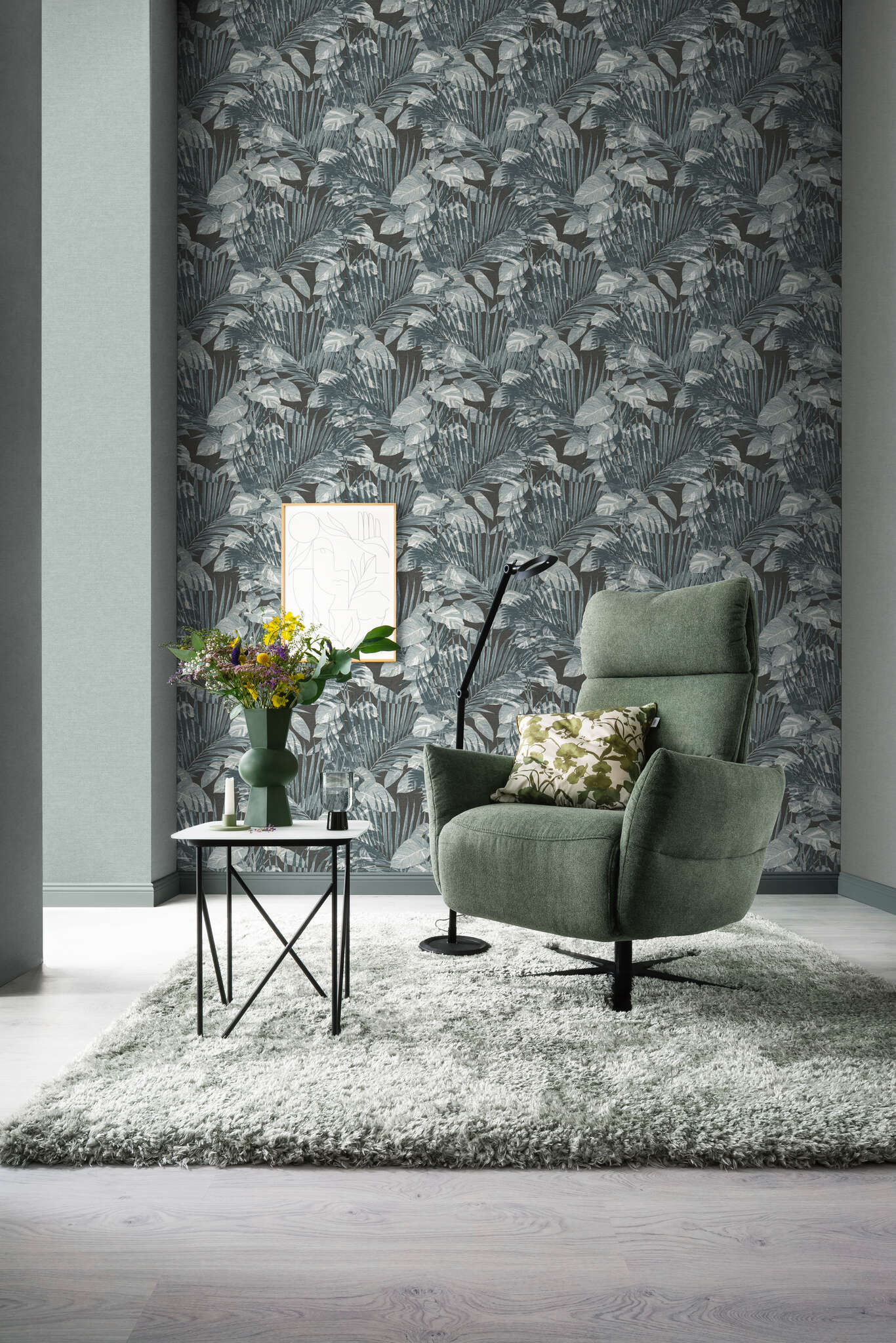 10-600308 Raumbilder 1 Room with Single-colour wallpaper with a woven look