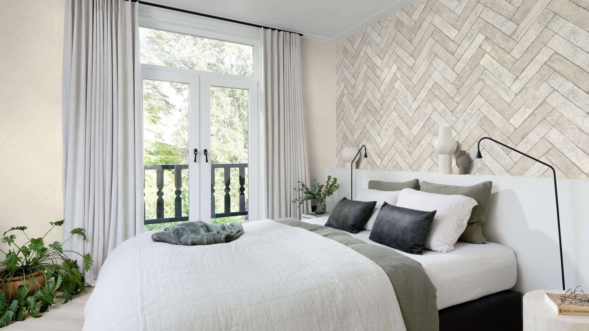 10-499124 Raumsituationen 3 Room with Wallpaper with bricks