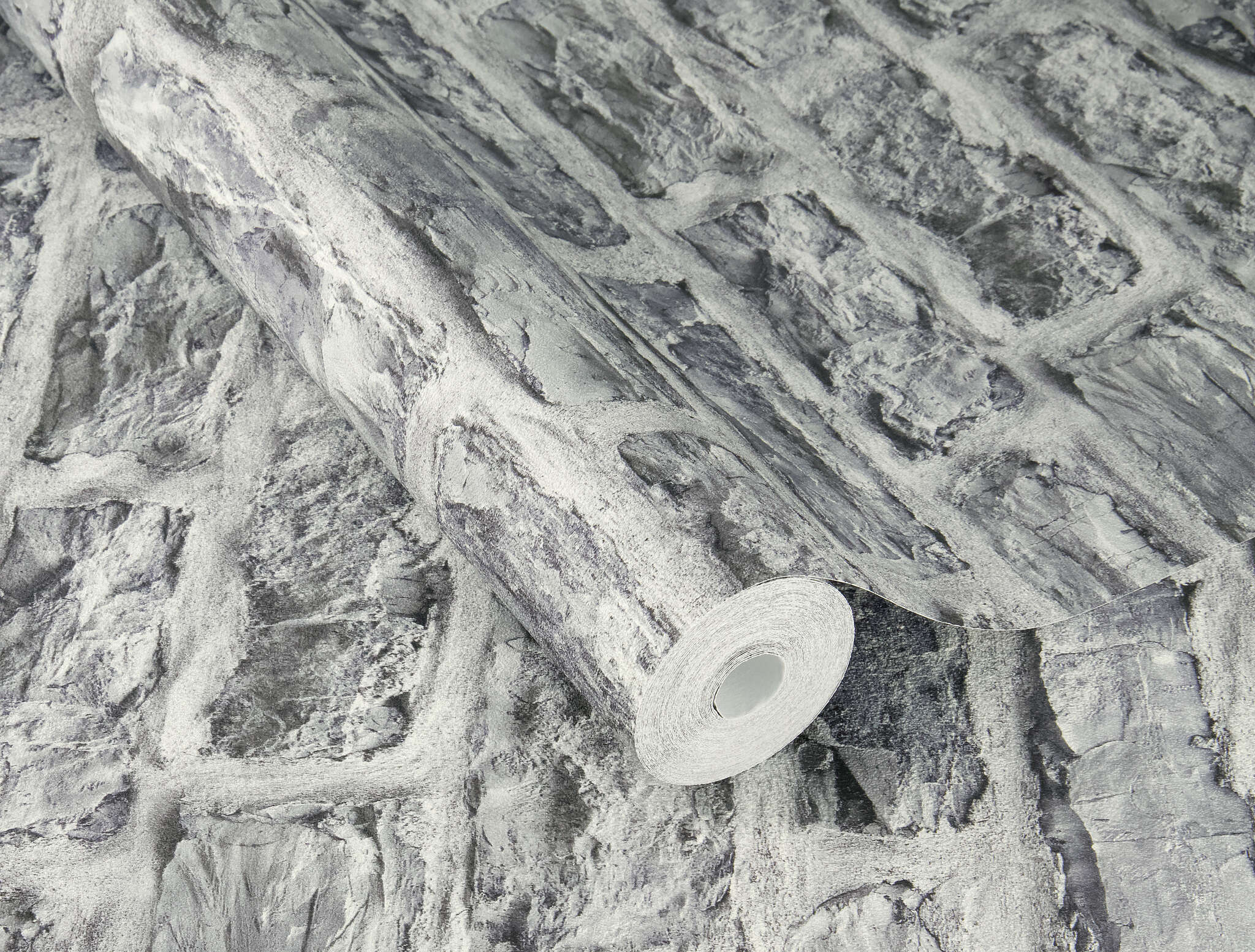 10-498349 Detailaufnahmen 1 Stone-effect wallpaper in grey Factory VI Brick 498349