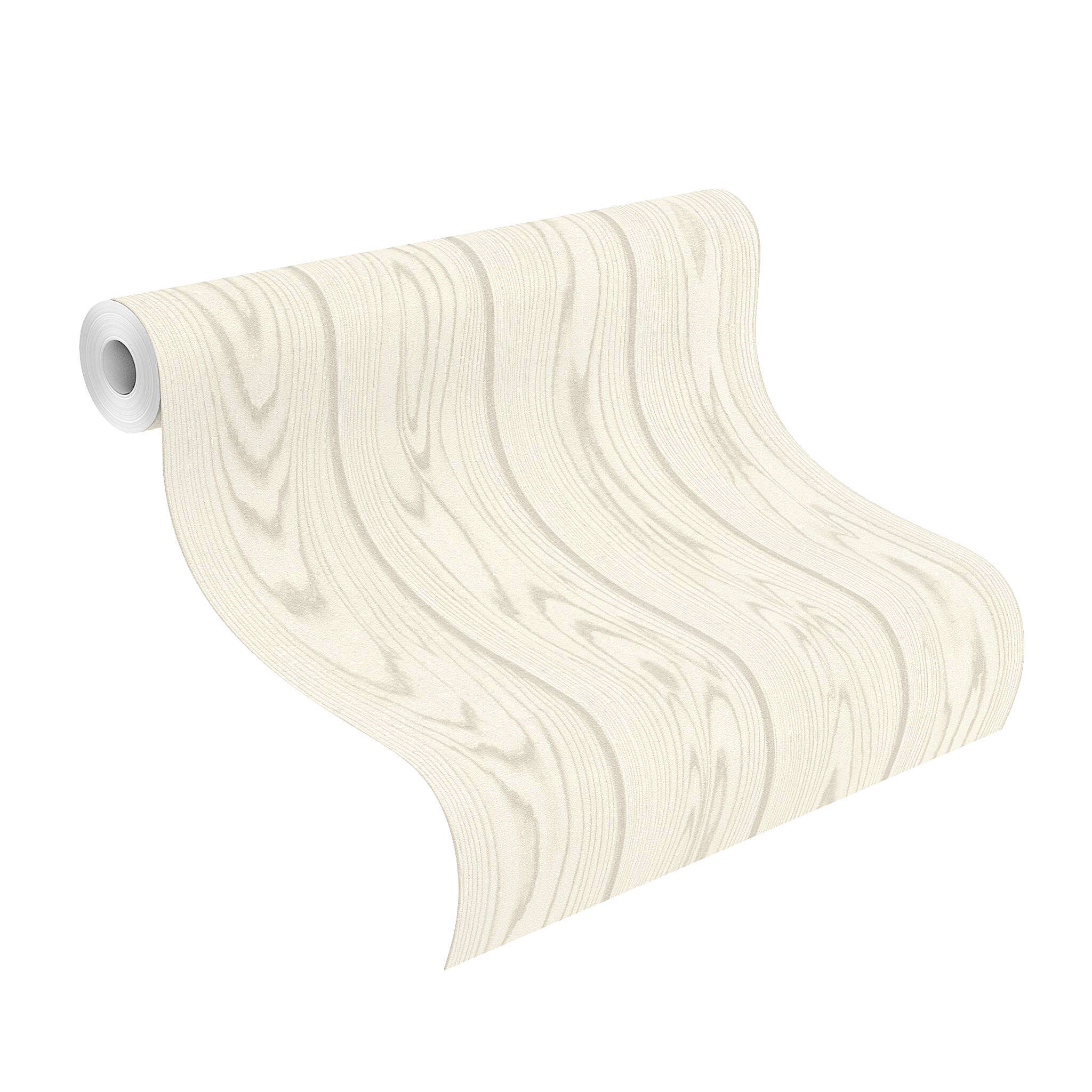 10-499513 Rolle abgerollt 1 Unrolled wallpaper roll with Wallpaper with wooden beams