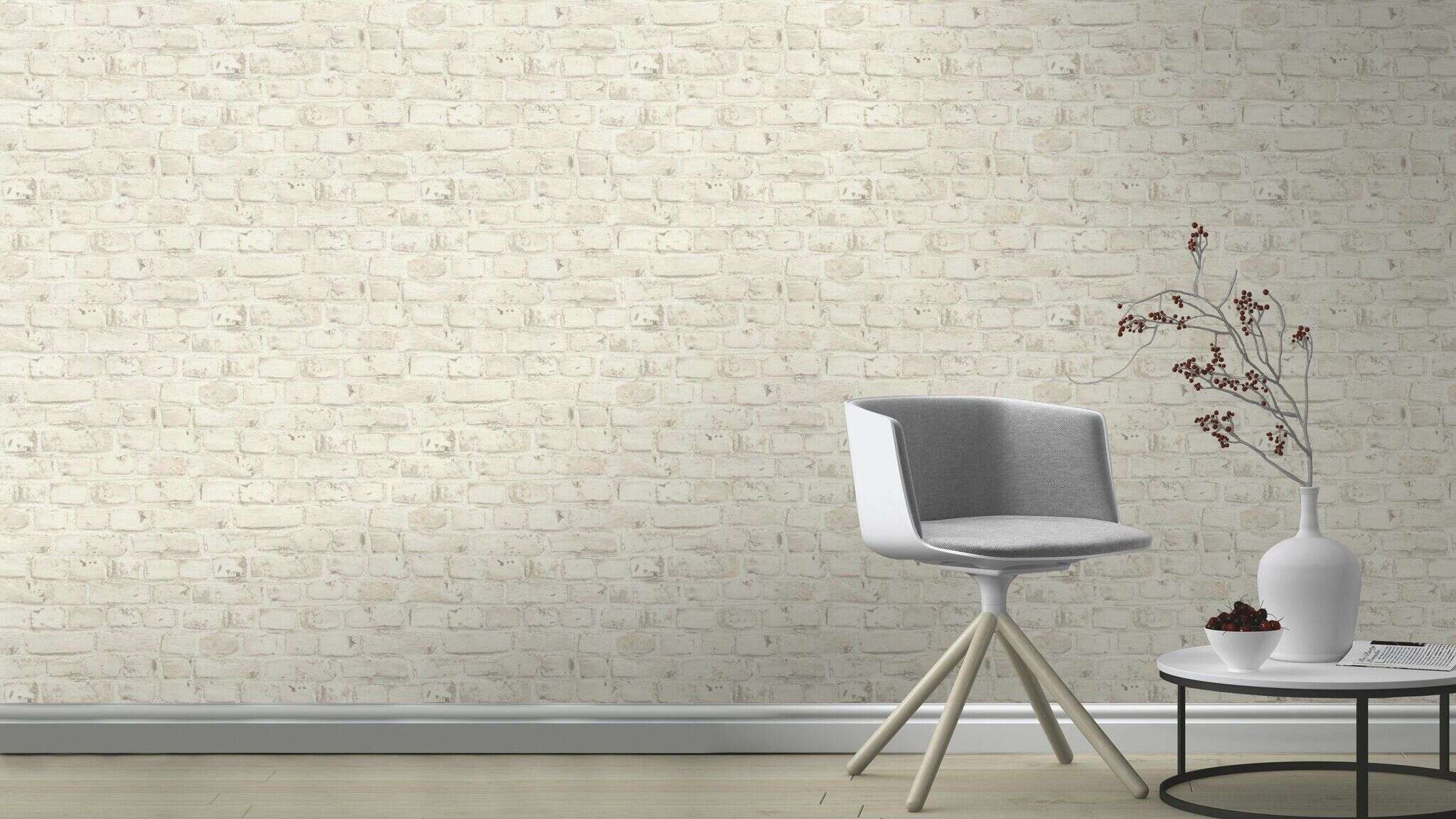 10-504750 Raumsituationen 4 Une chambre avec Papier peint avec mur en pierre
