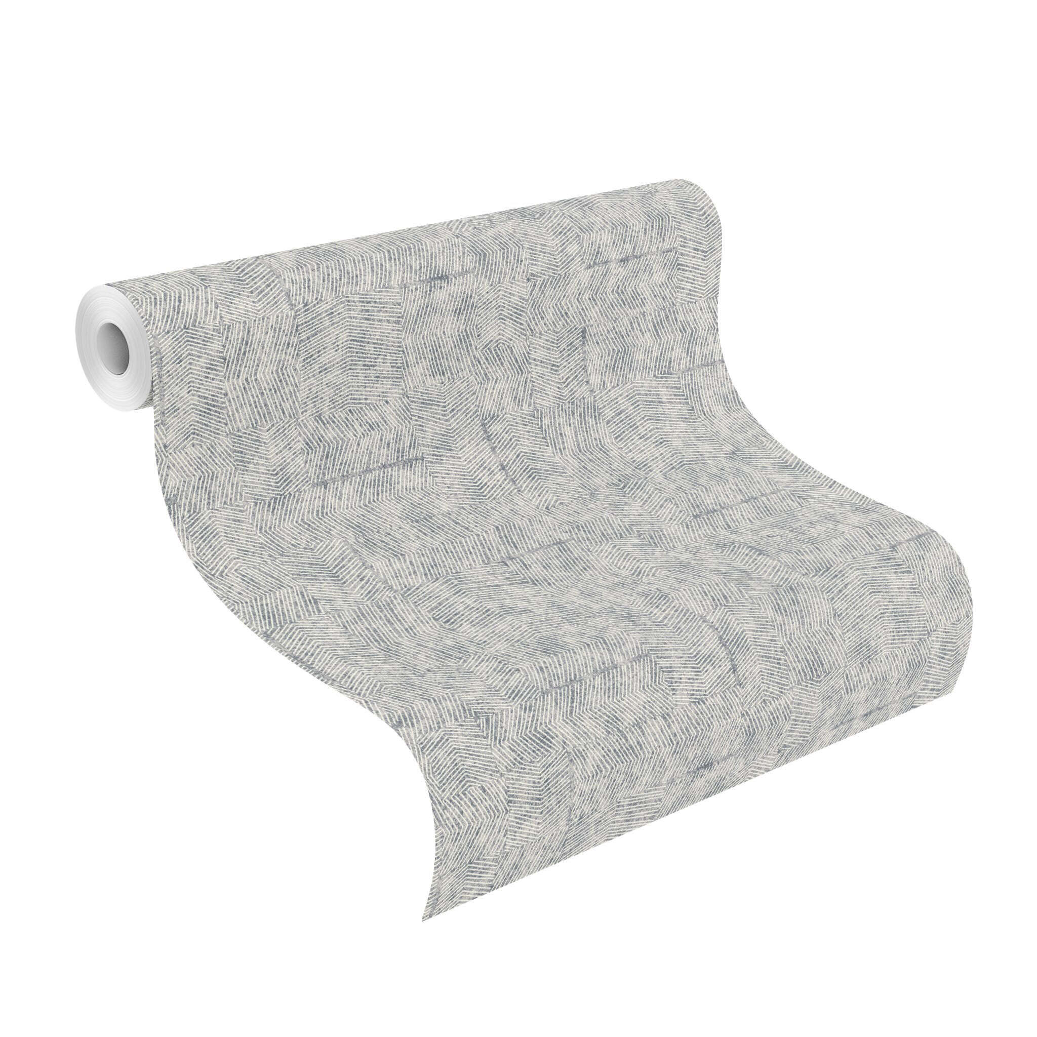 10-412734 Rolle abgerollt 1 Abstract non-woven wallpaper with a blue line pattern, In Bloom – Kurt 412734