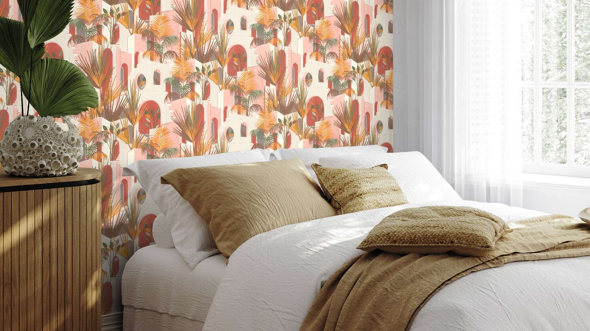 10-689105 Raumsituationen 2 Non-woven palm tree wallpaper in brown-terra selection vinyl/non-woven 689105