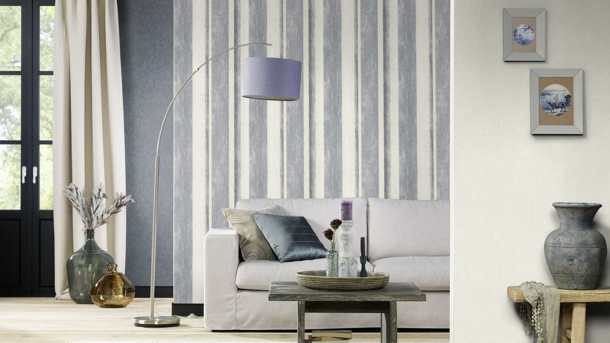 10-617146 Raumsituationen 5 Room with Single-colour wallpaper with a rough plaster look