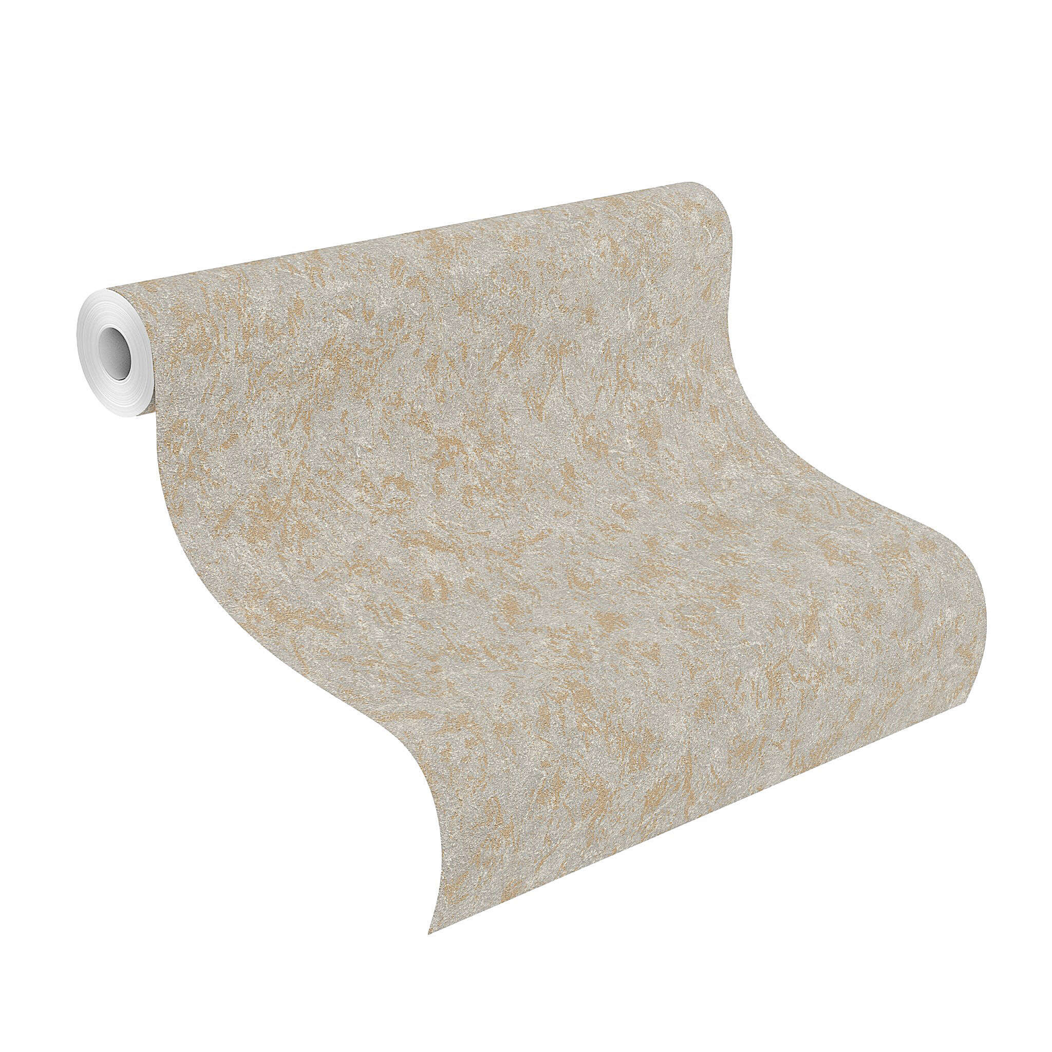 10-509144 Rolle abgerollt 1 Unrolled wallpaper roll with Single-colour wallpaper in a plaster look