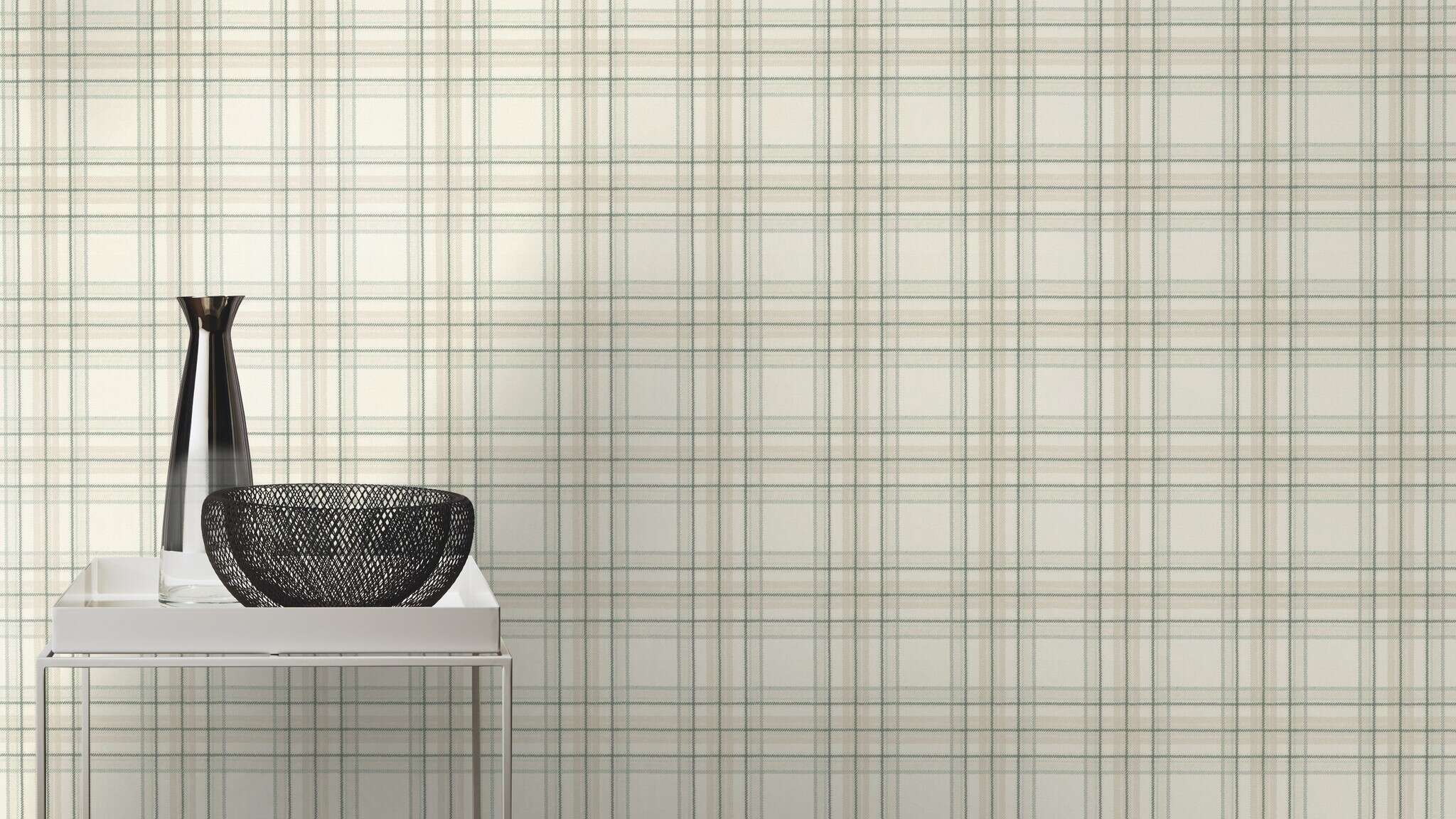 10-537437 Raumsituationen 3 Une chambre avec Papier peint à motif tartan