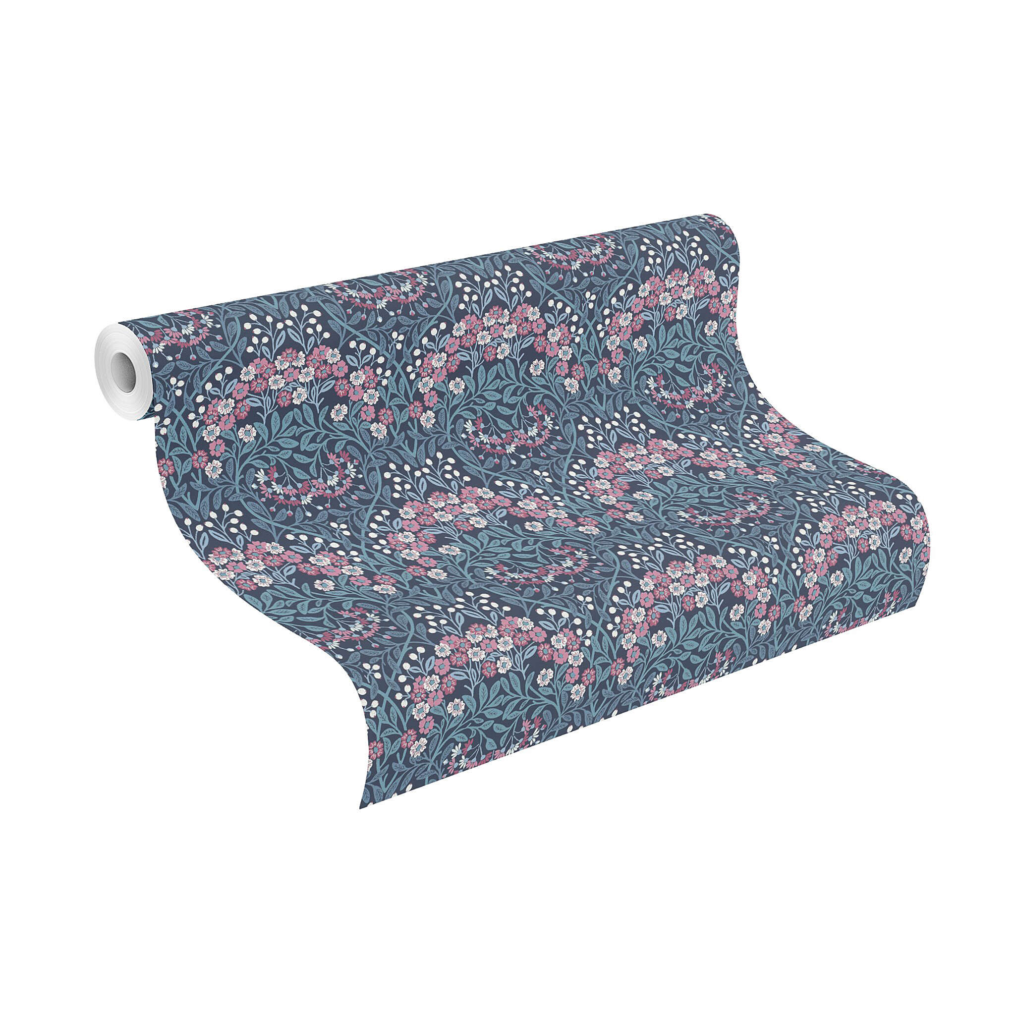 10-710038 Rolle abgerollt 1 Blümchen Vliestapete in Blau-Dunkelblau Selection 710038