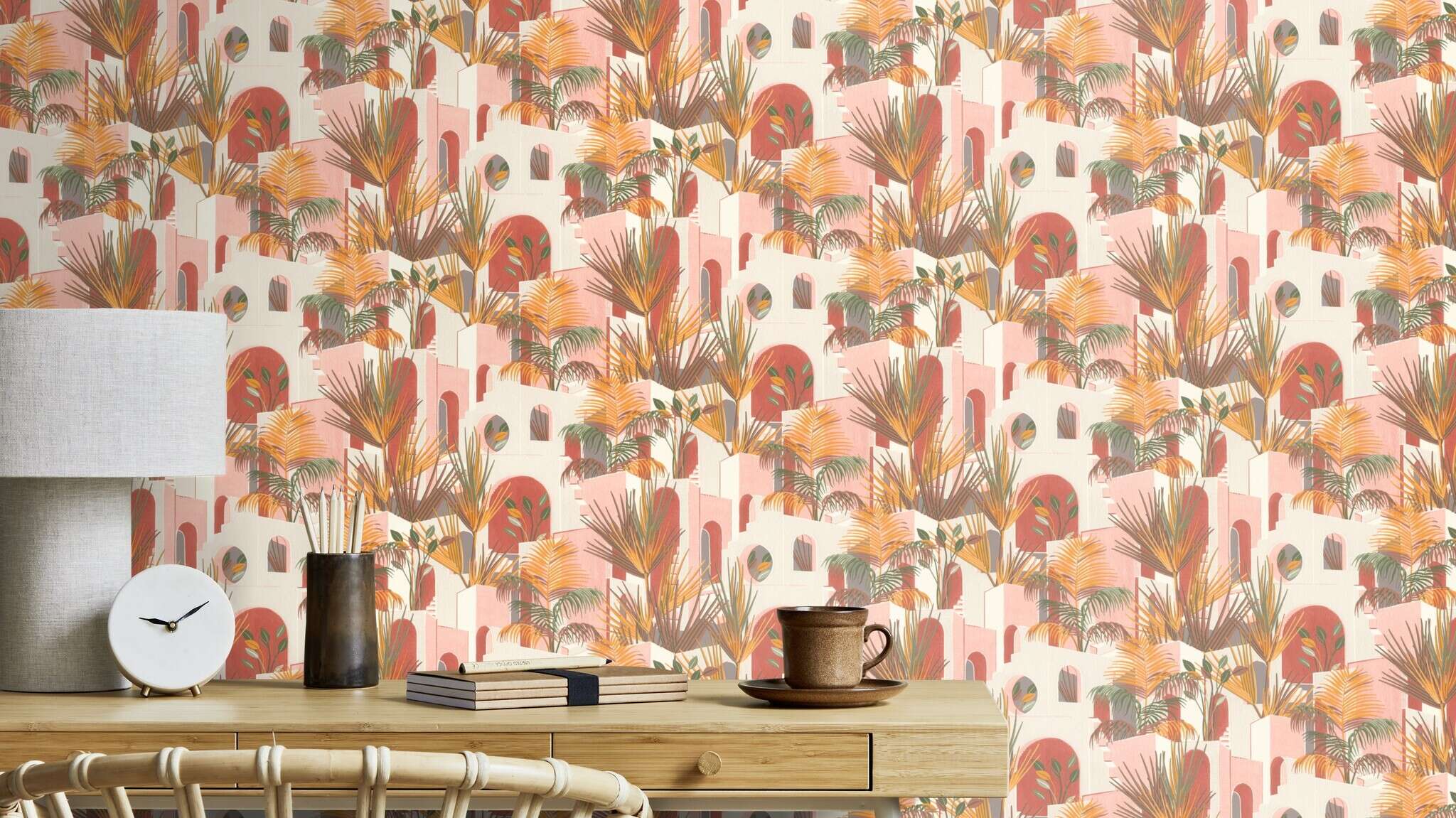 10-689105 Raumsituationen 3 Non-woven palm tree wallpaper in brown-terra selection vinyl/non-woven 689105