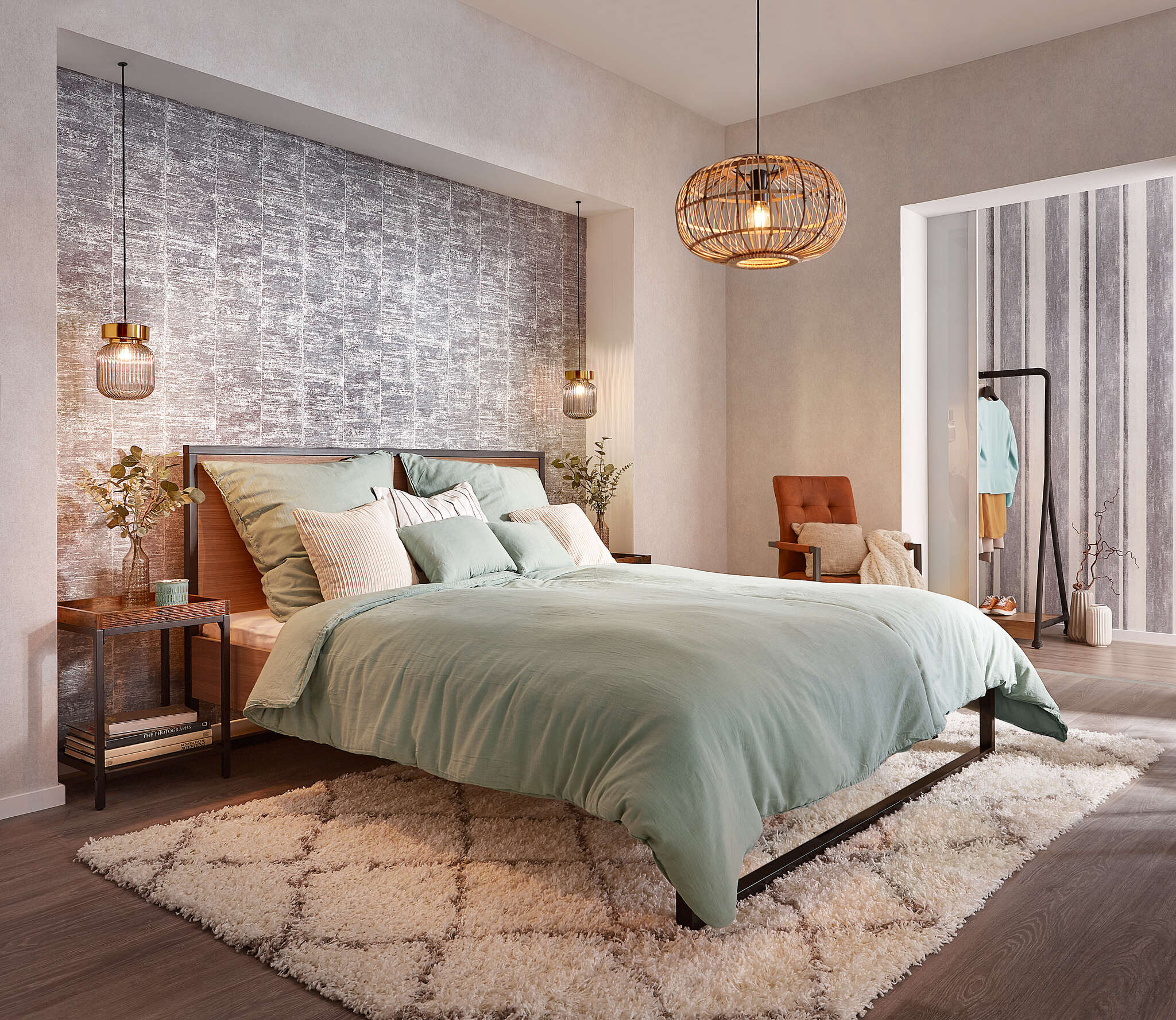 10-617122 Raumbilder 2 Room with Single-colour wallpaper with a rough plaster look