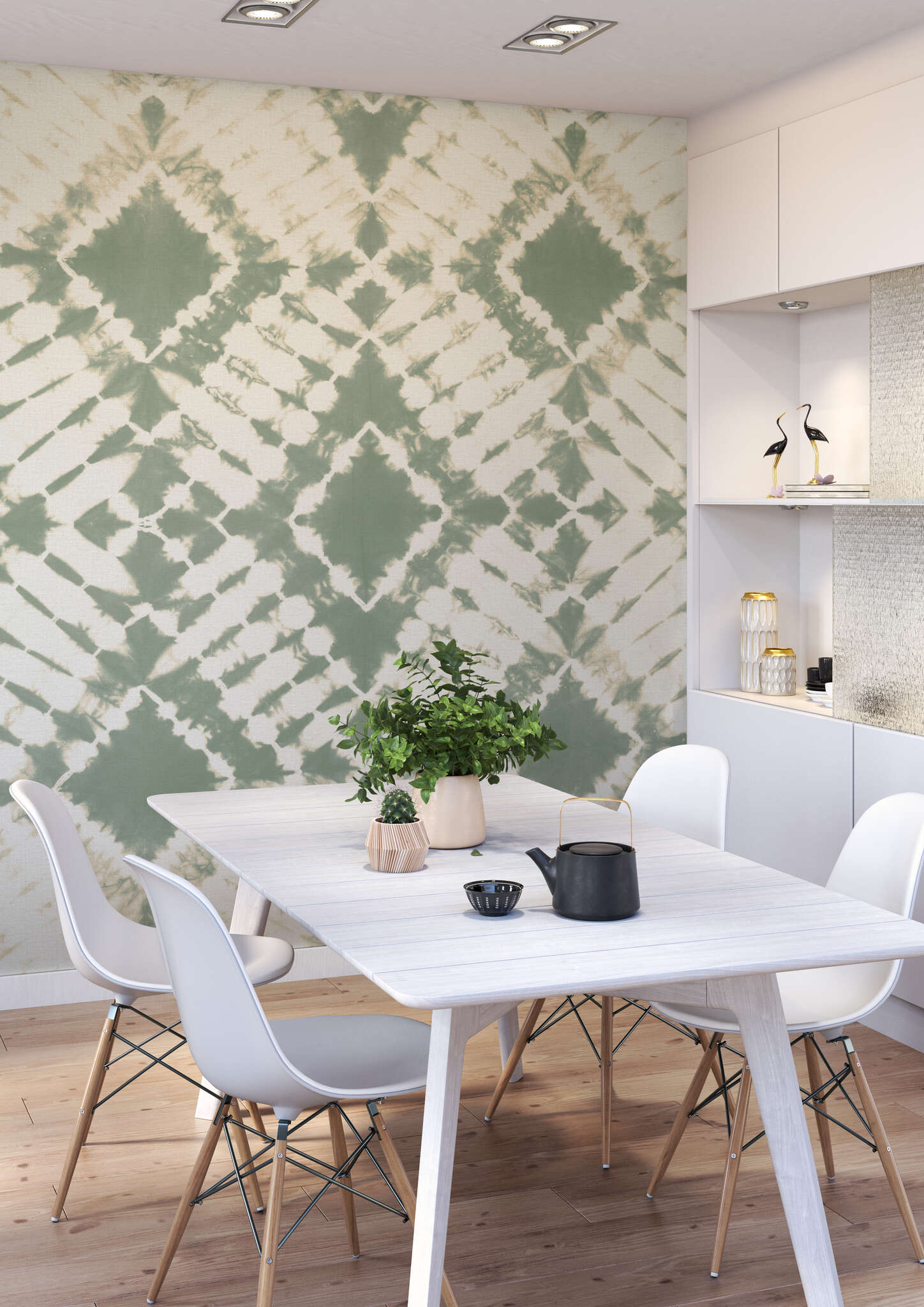 10-367683 Raumsituationen 2 Non-woven wallpaper in green Beachhouse wallpaper 367683