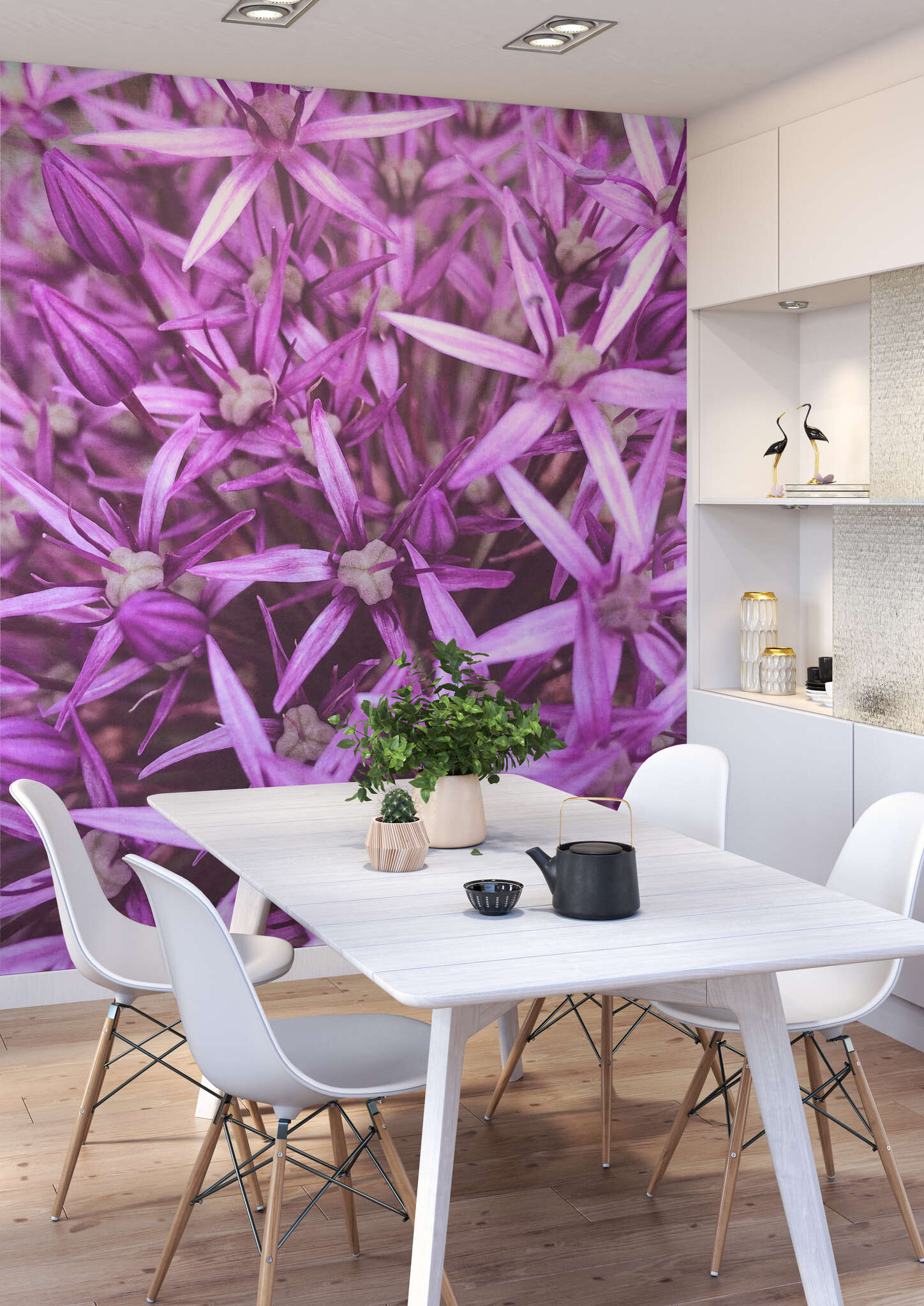 Esszimmer mit 364125 - Fototapete - Makro-Aufnahme der Mitte eines Zierlauch-Kopfs magicwalls photo wallpaper 364125