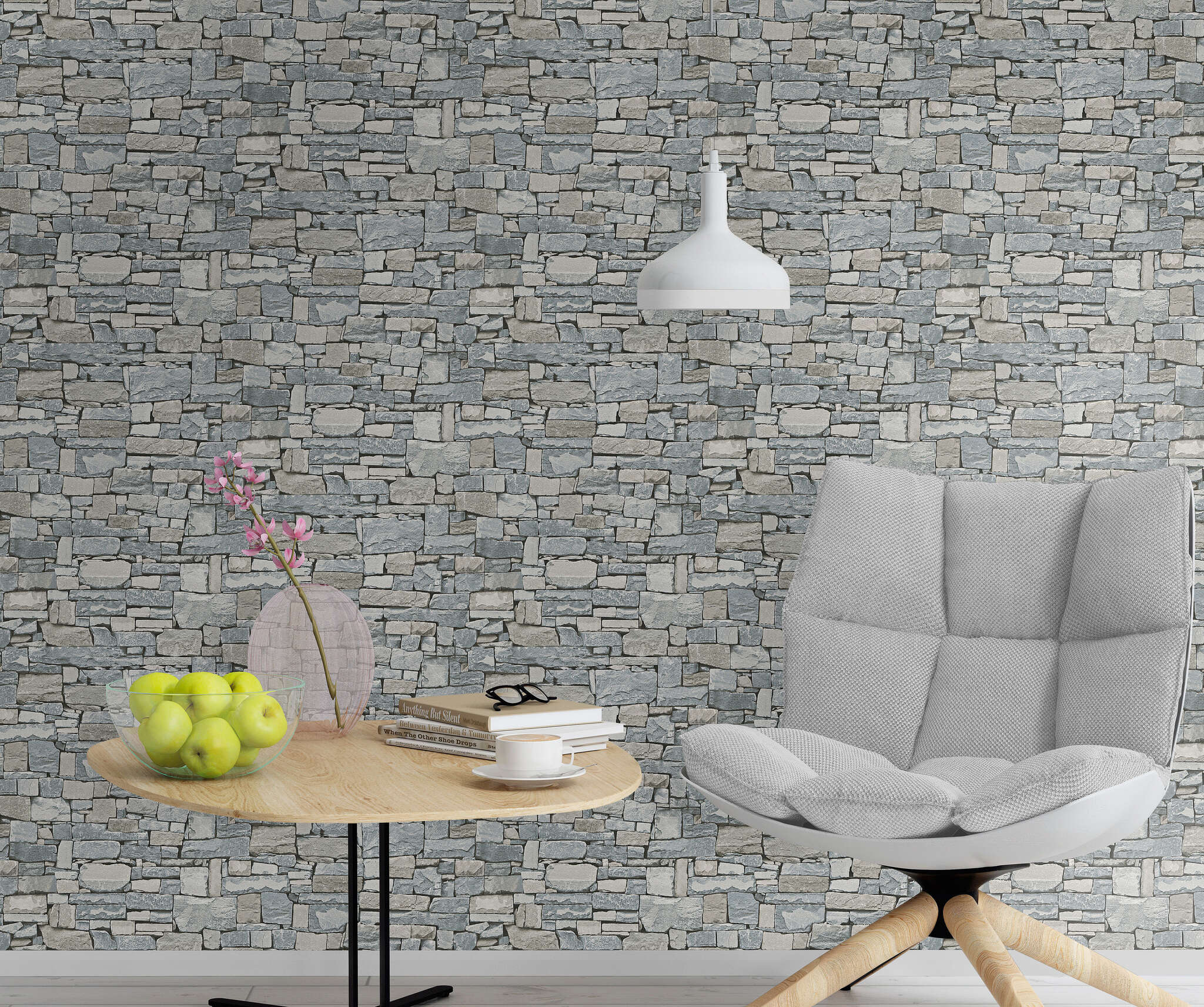 10-859102 Raumsituationen 3 Non-woven wallpaper in gray Selection vinyl/non-woven 859102