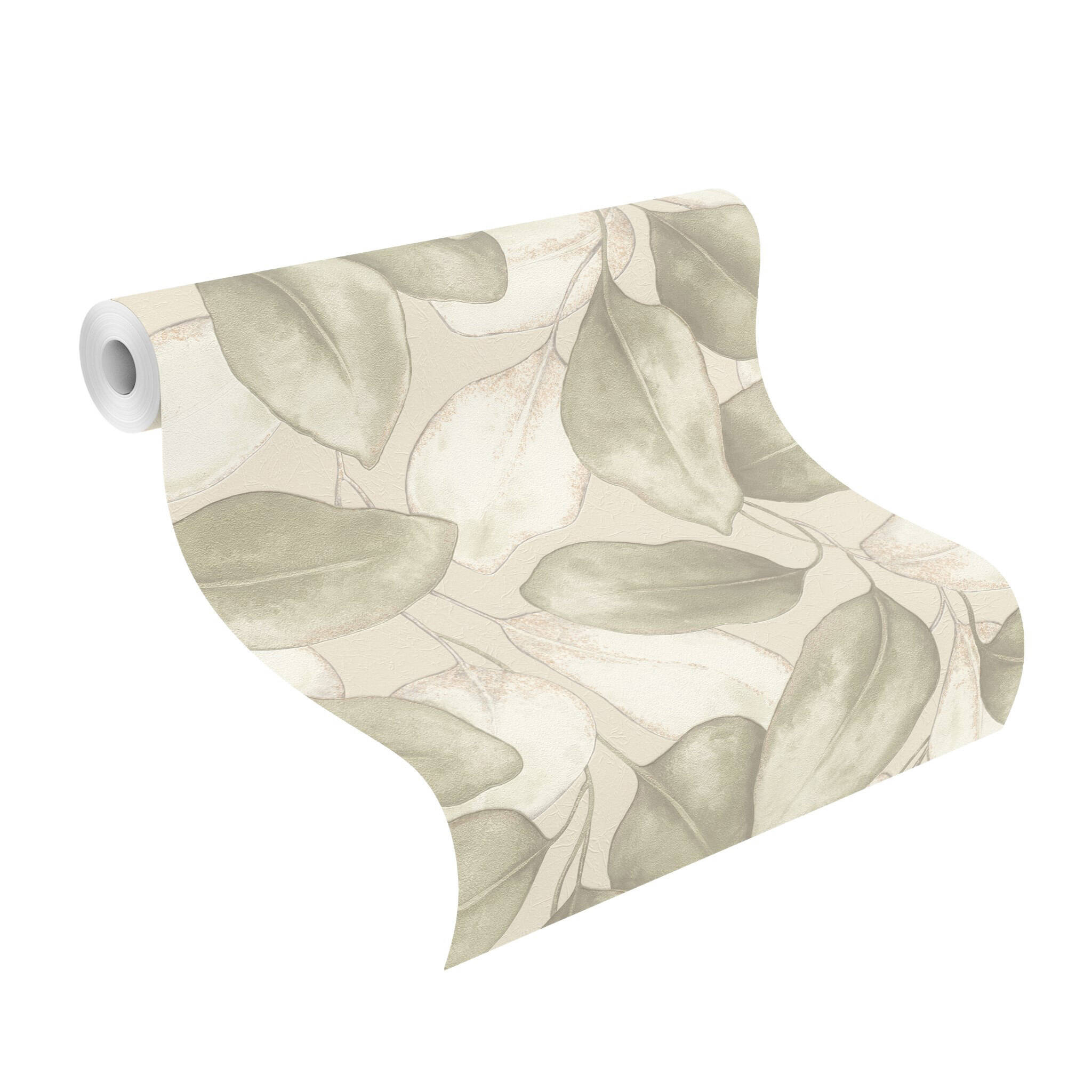 10-659870 Rolle abgerollt 1 Non-woven wallpaper in green-taupe Incanto 659870