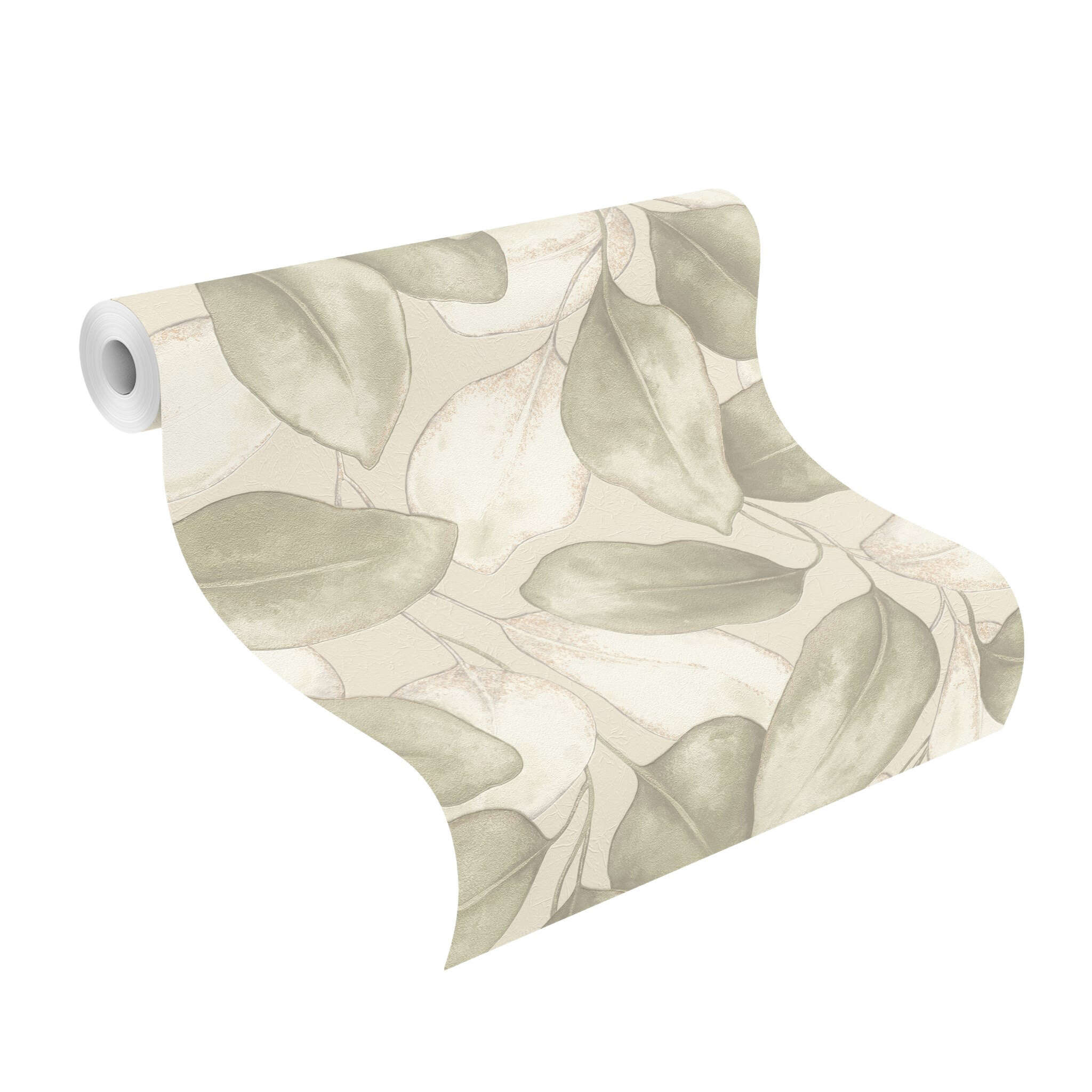 10-659870 Rolle abgerollt 1 Non-woven wallpaper in green-taupe Incanto 659870