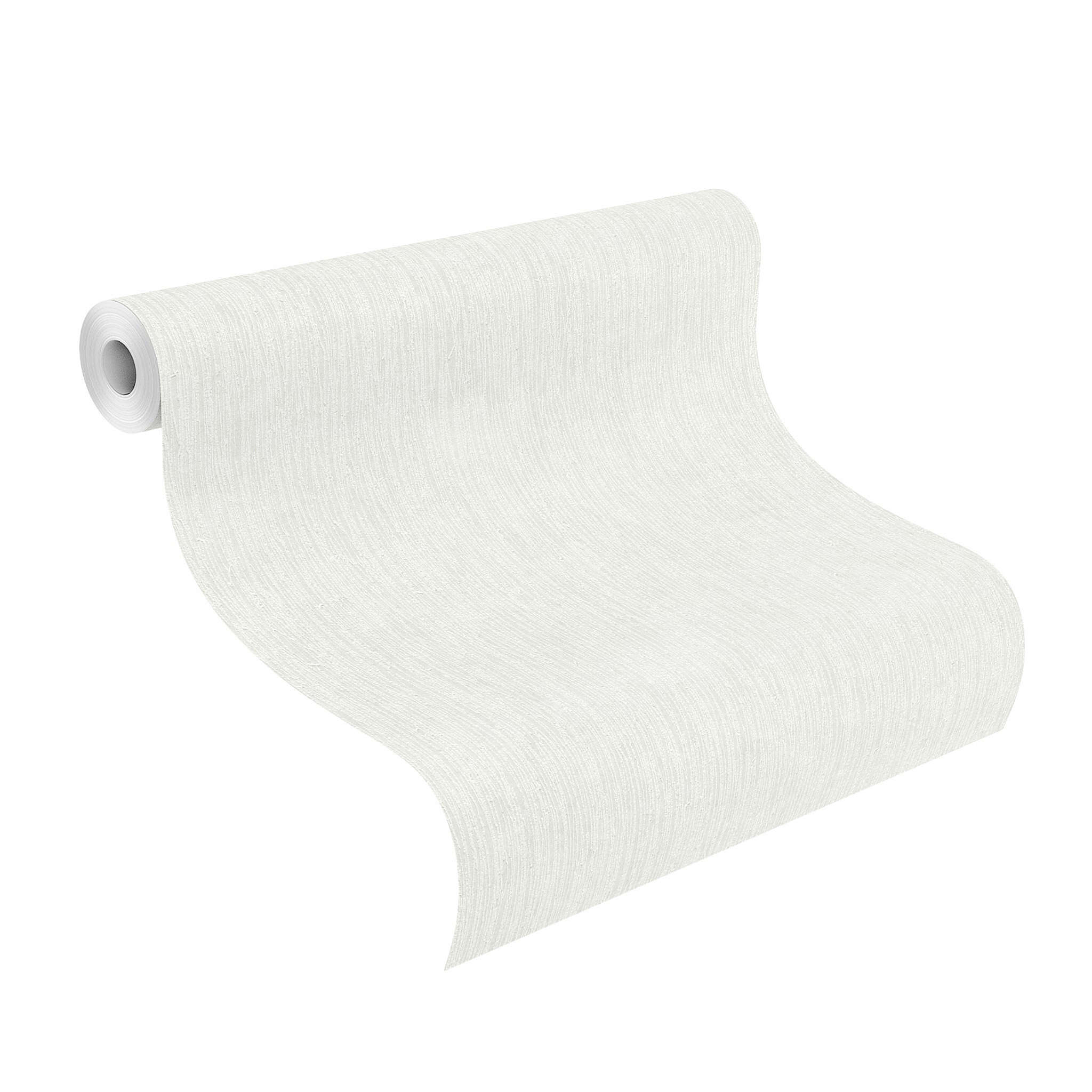 10-102321 Rolle abgerollt 1 Rouleau de déroulé avec Papier peint Uni : rayures moussées en blanc et peint