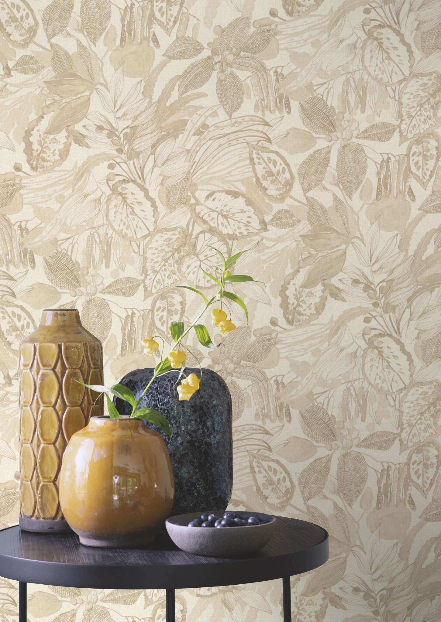 10-983012 Raumsituationen 3 Non-woven wallpaper in beige-petrol Novella XL 983012