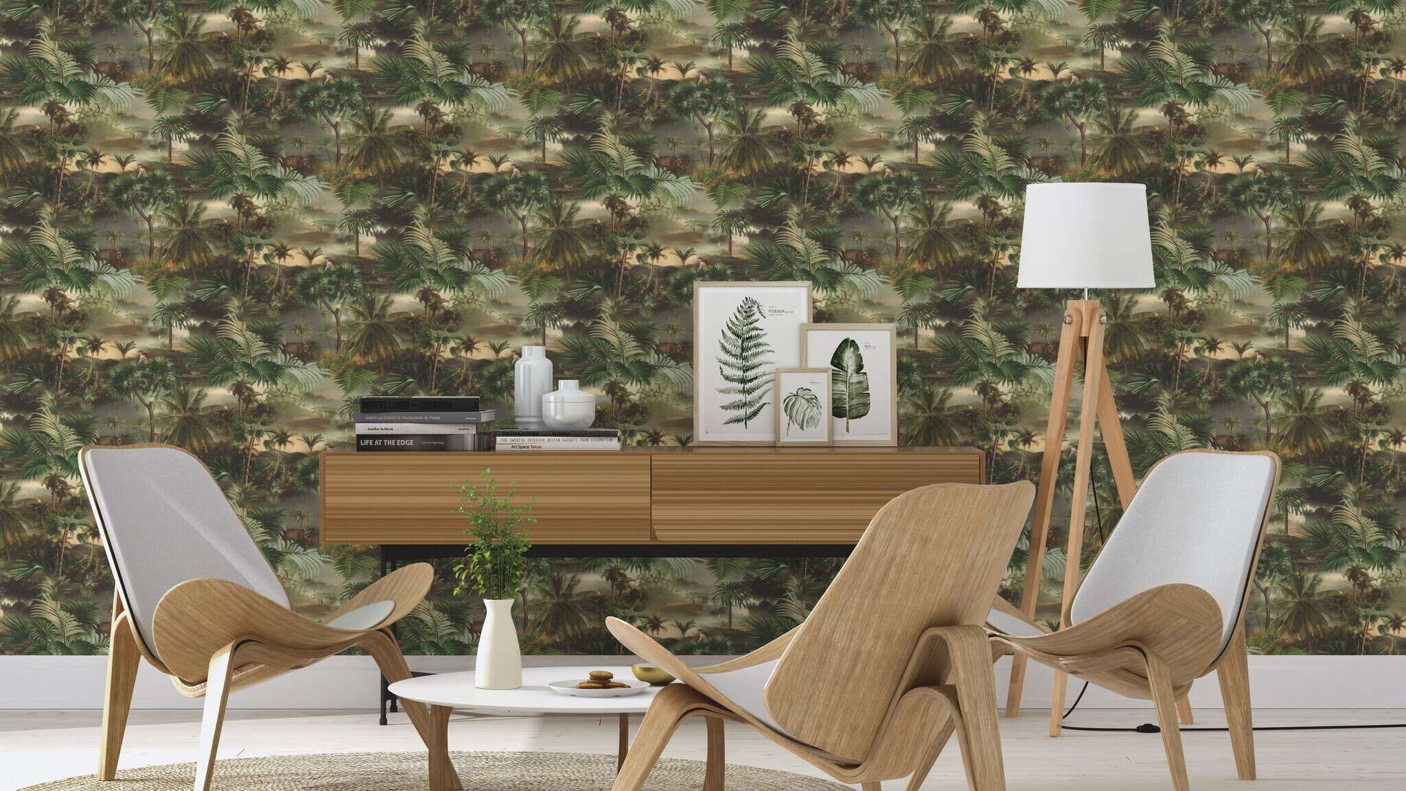 10-692600 Raumsituationen 1 Non-woven wallpaper jungle in green 692600