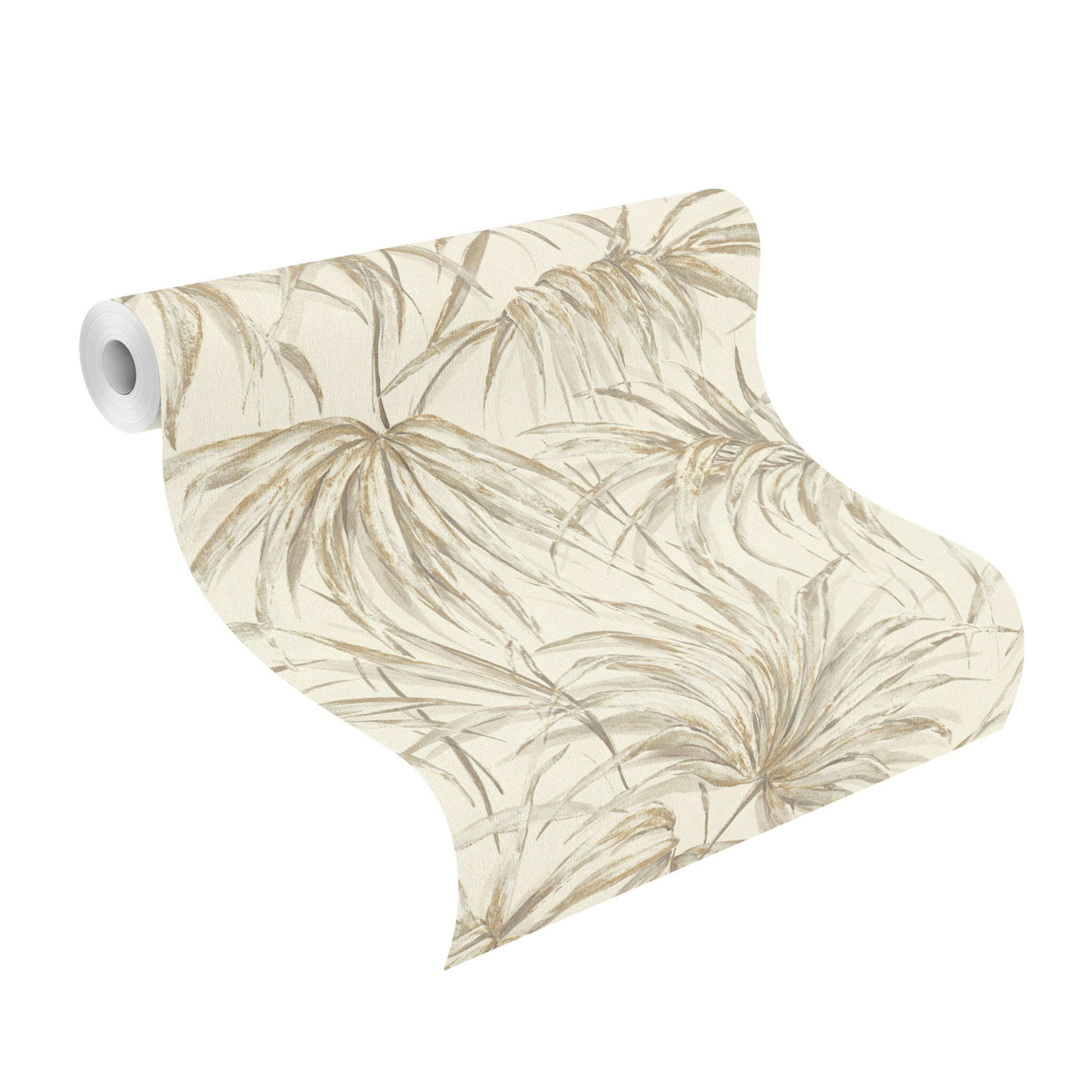 10-435351 Rolle abgerollt 1 Non-woven wallpaper Bamboo Leaves in Cream - Noble Zen Akari 435351
