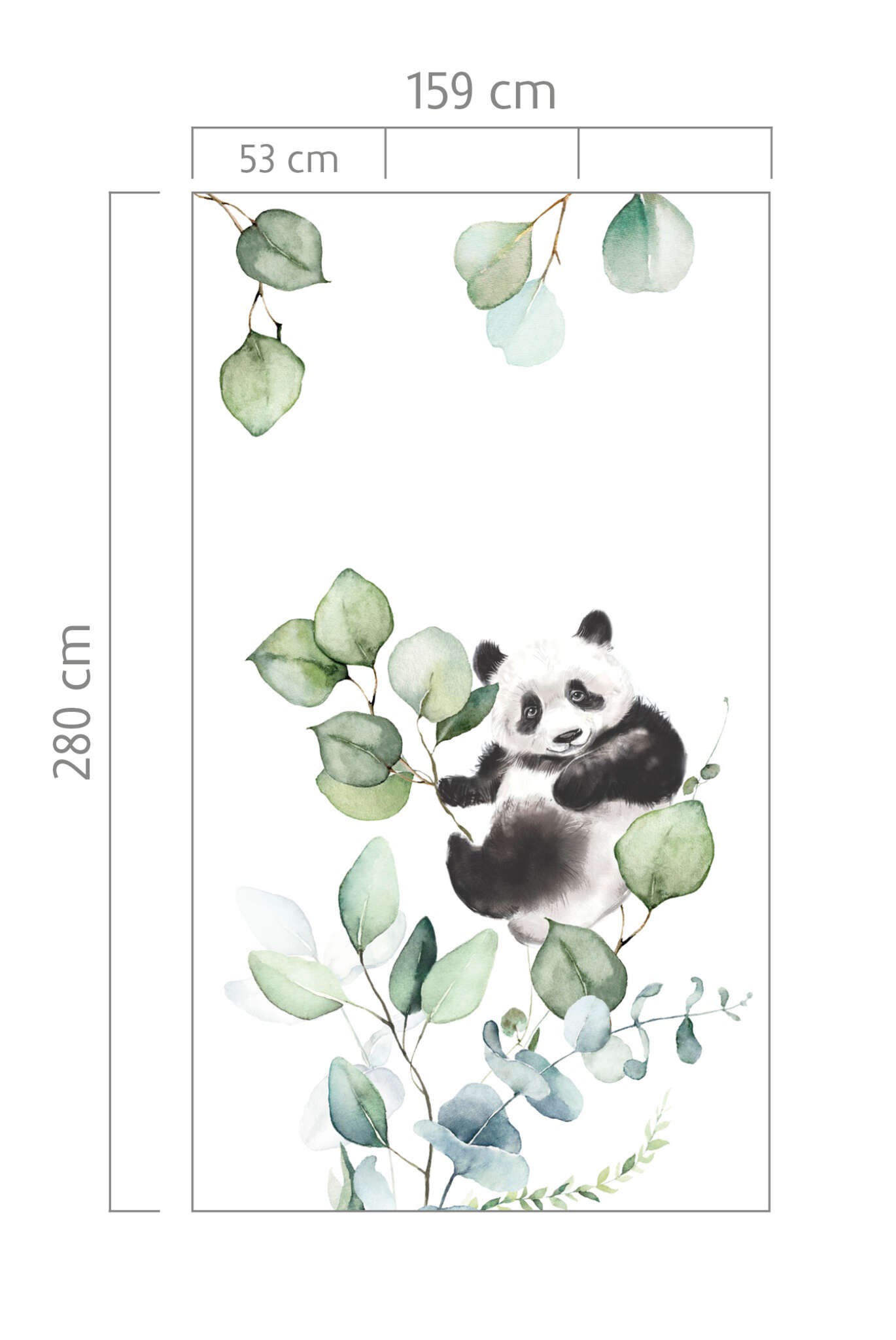 10-364835 Bildauschnitt 1 Panda bear non-woven wallpaper in green-light green SM Digital Panel 364835
