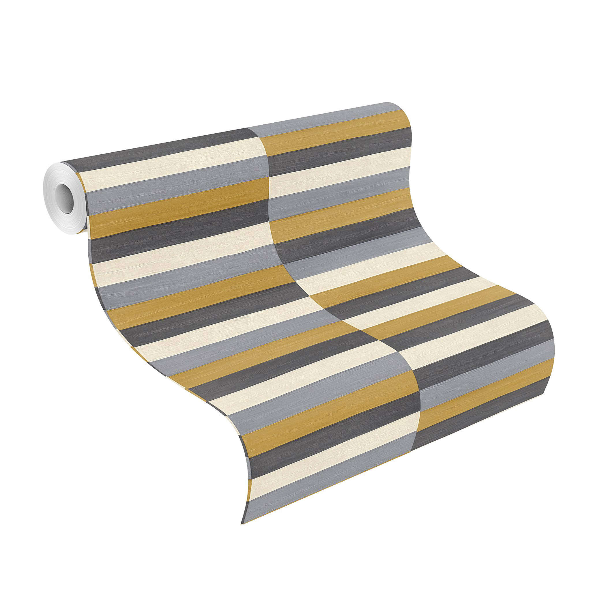 10-418729 Rolle abgerollt 1 Leather-look non-woven wallpaper in yellow-ochre Selection 418729