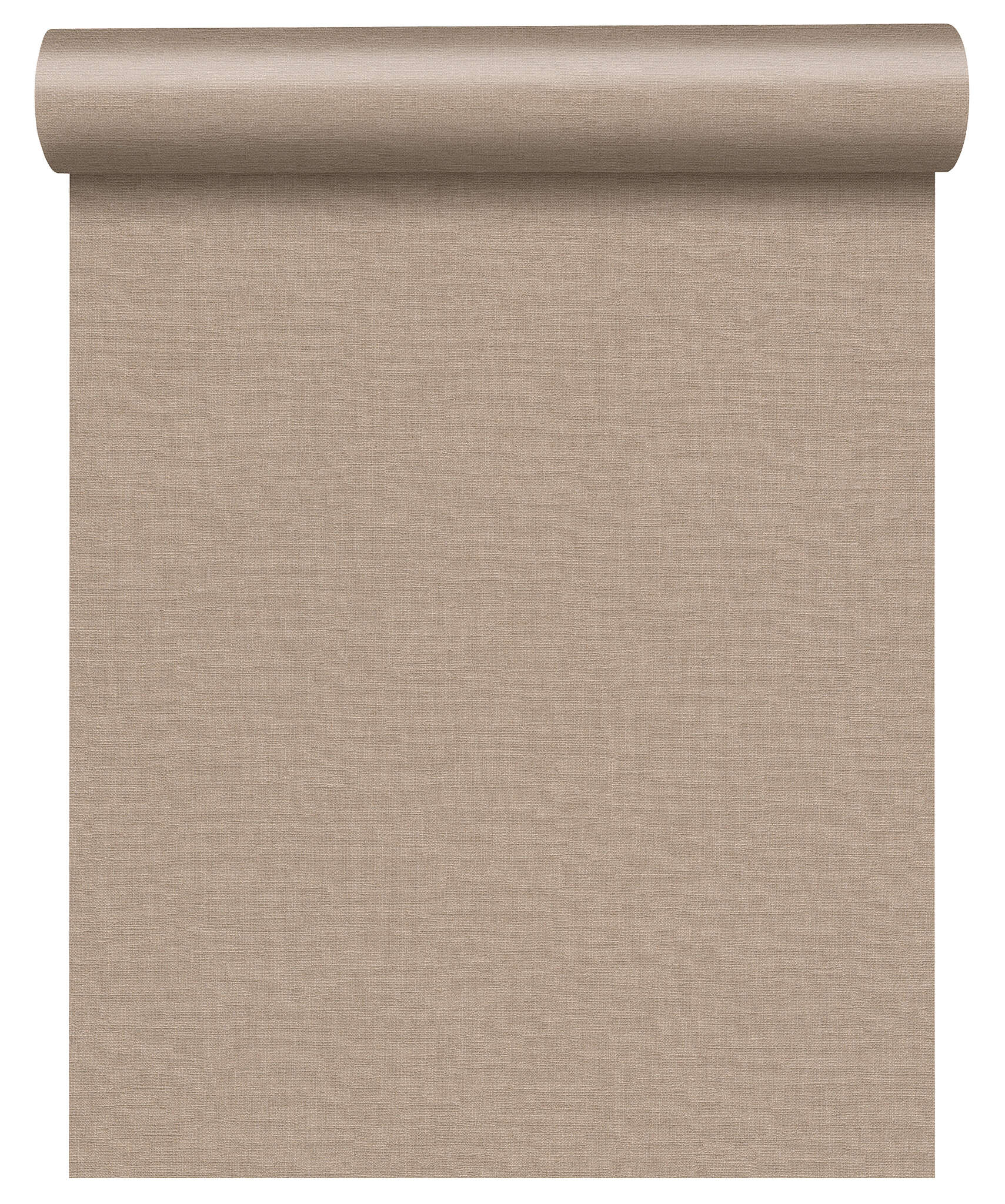 10-448566 Rolle abgerollt 1 Rollenabbildung mit Dezente Vliestapete in Taupe mit stoffähnlicher Struktur