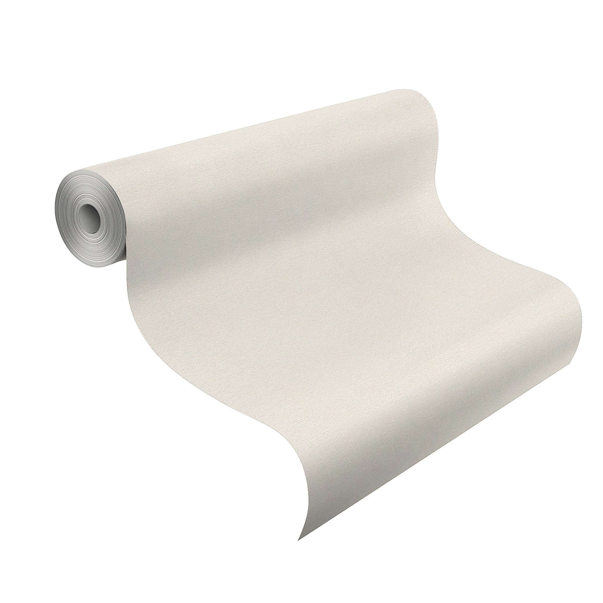 10-449808 Rolle abgerollt 1 Rollenabbildung mit Helle Tapete in Offwhite mit dezenter Leinenoptik.