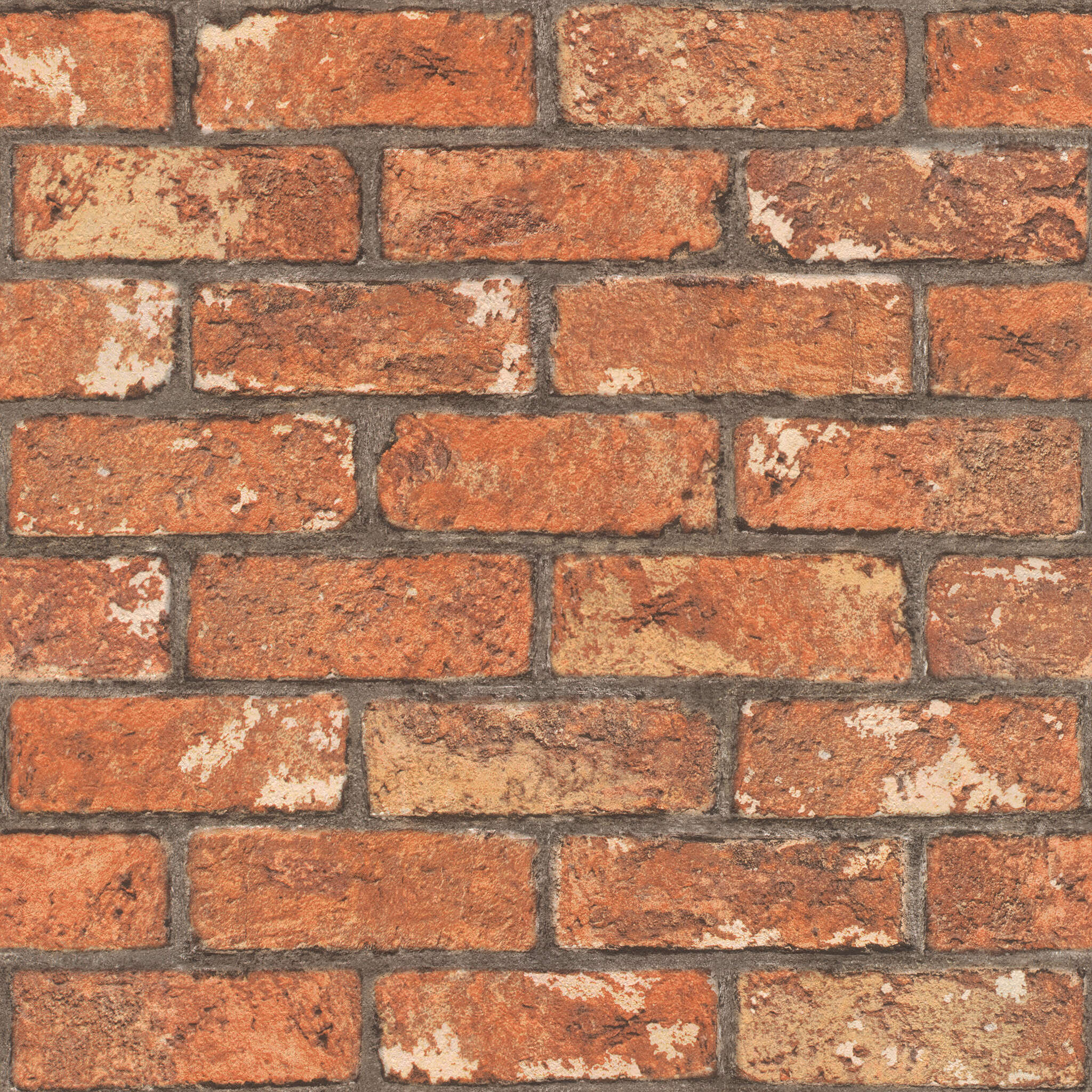 10-278217 Artikelscan 1 Wallpaper with rustic brick pattern in warm red-orange with slightly aged surface