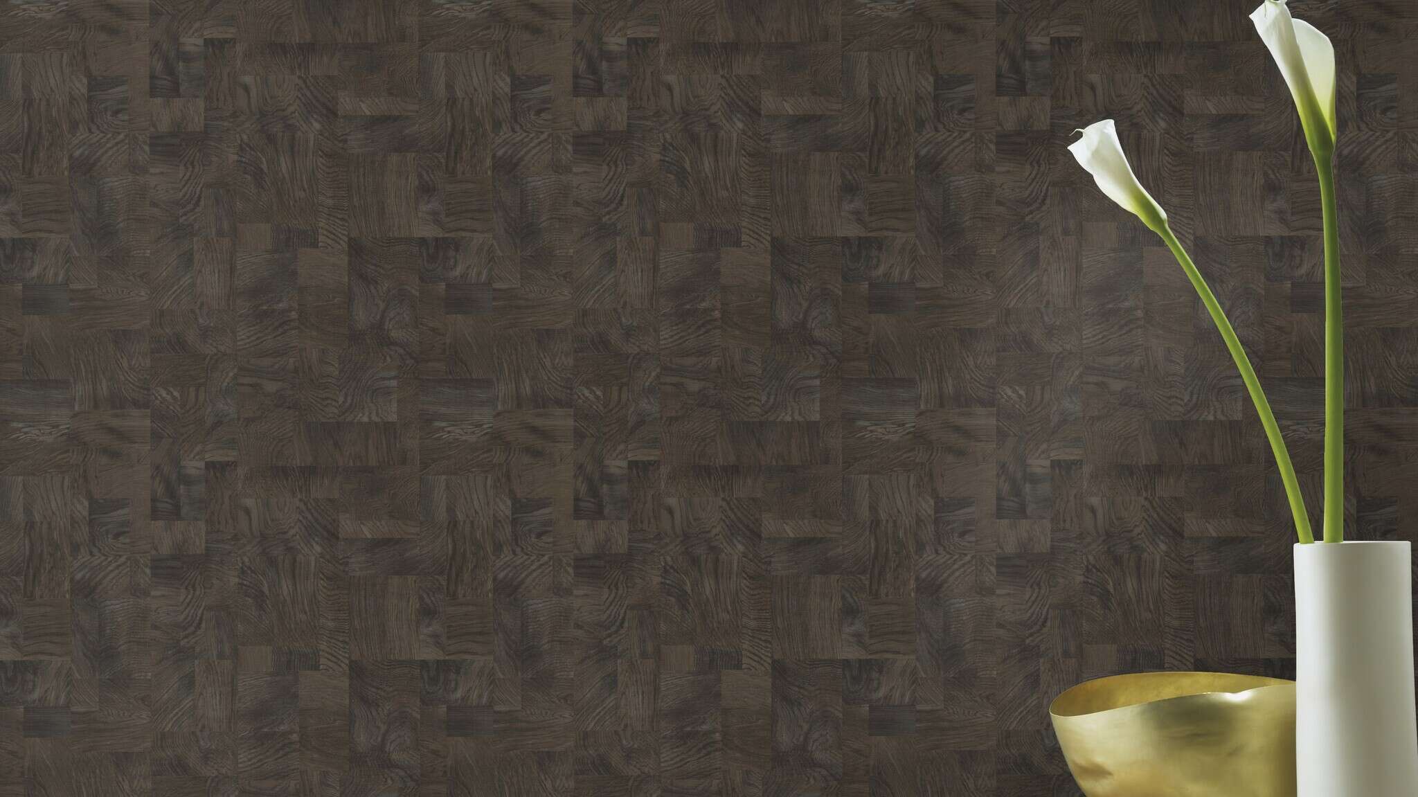 10-751666 Raumsituationen 1 Une chambre avec Papier peint à l'aspect bois géométrique et texture fine
