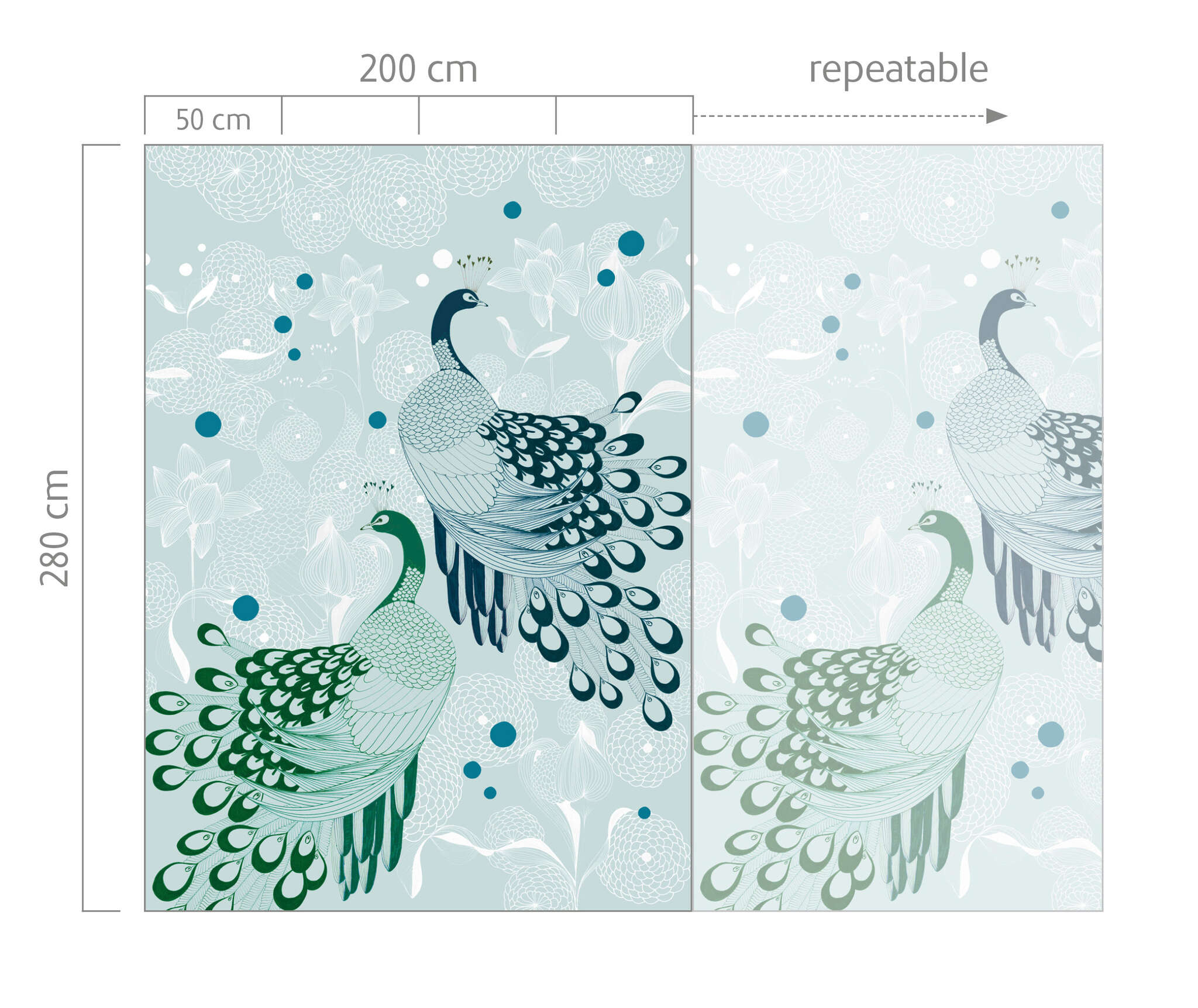 10-539158 Bildauschnitt 1 Club botanique peacock wallpaper in blue-green 539158