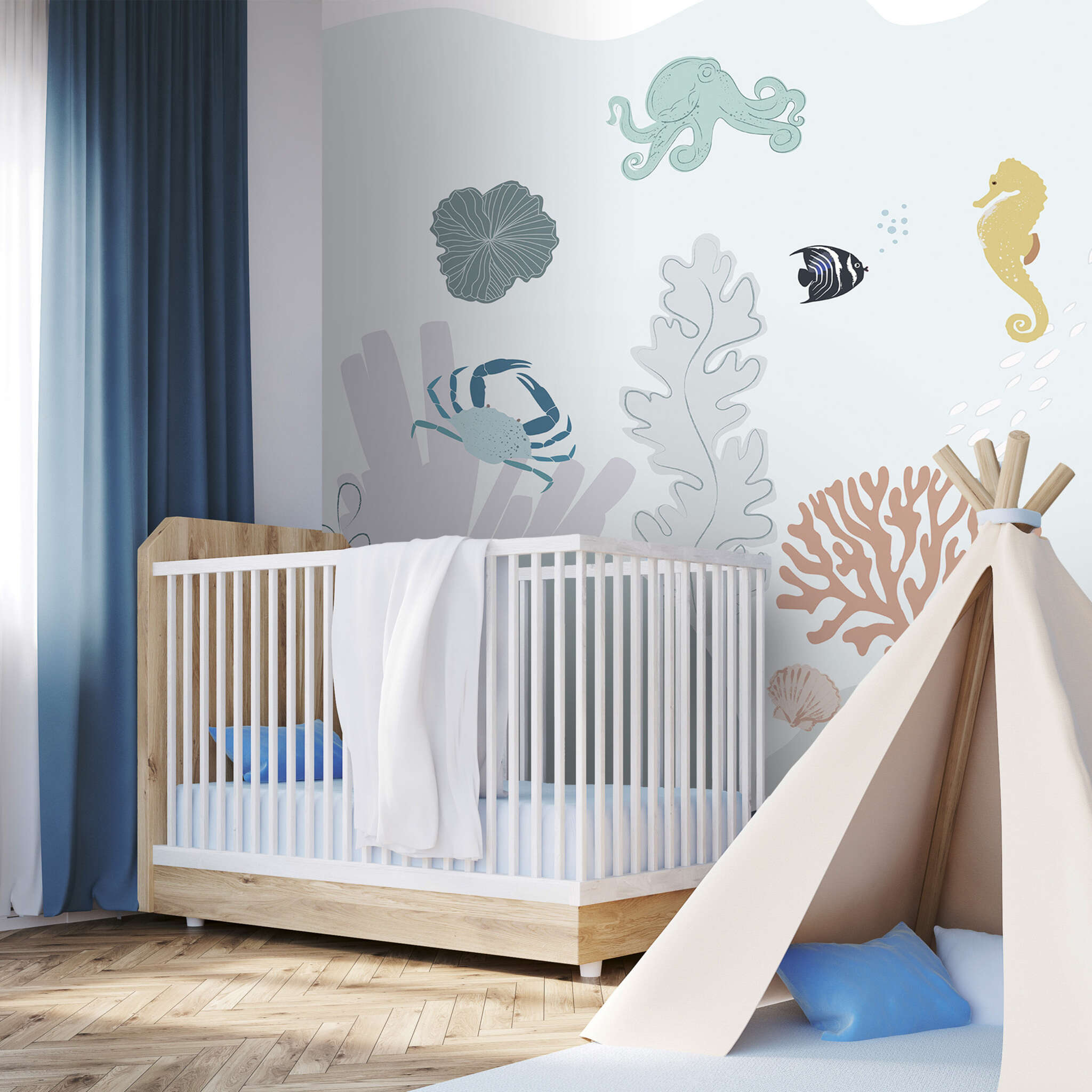 10-300059 Raumsituationen 1 Wall mural Sealife in Blue | Roomblush - RB354