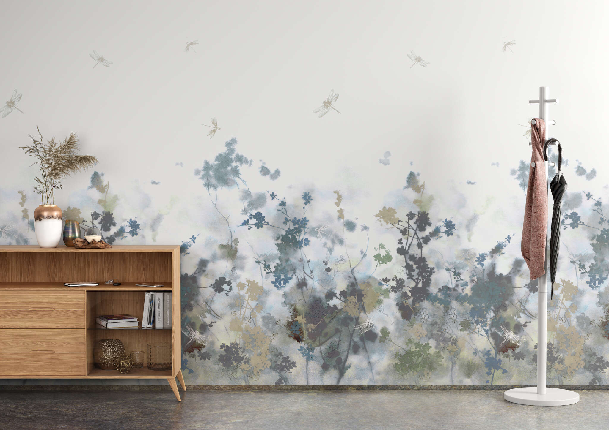 Arbeitszimmer mit 360912 - Wandbild - Pflanzenprints in sanftem blauen Licht magicwalls photo wallpaper 360912