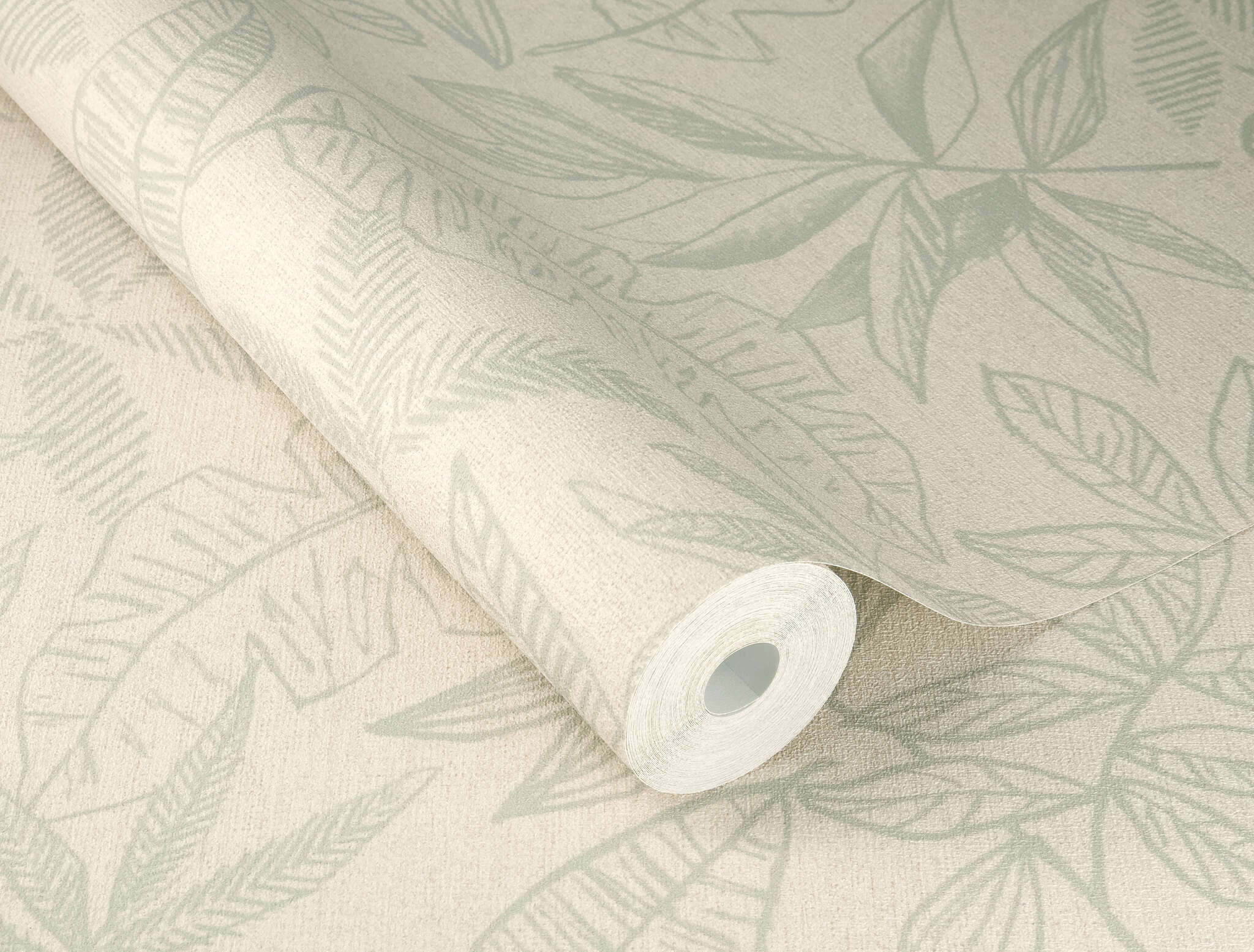 10-600551 Detailaufnahmen 1 Detailed image of Wallpaper with large, sketched leaves in comic style
