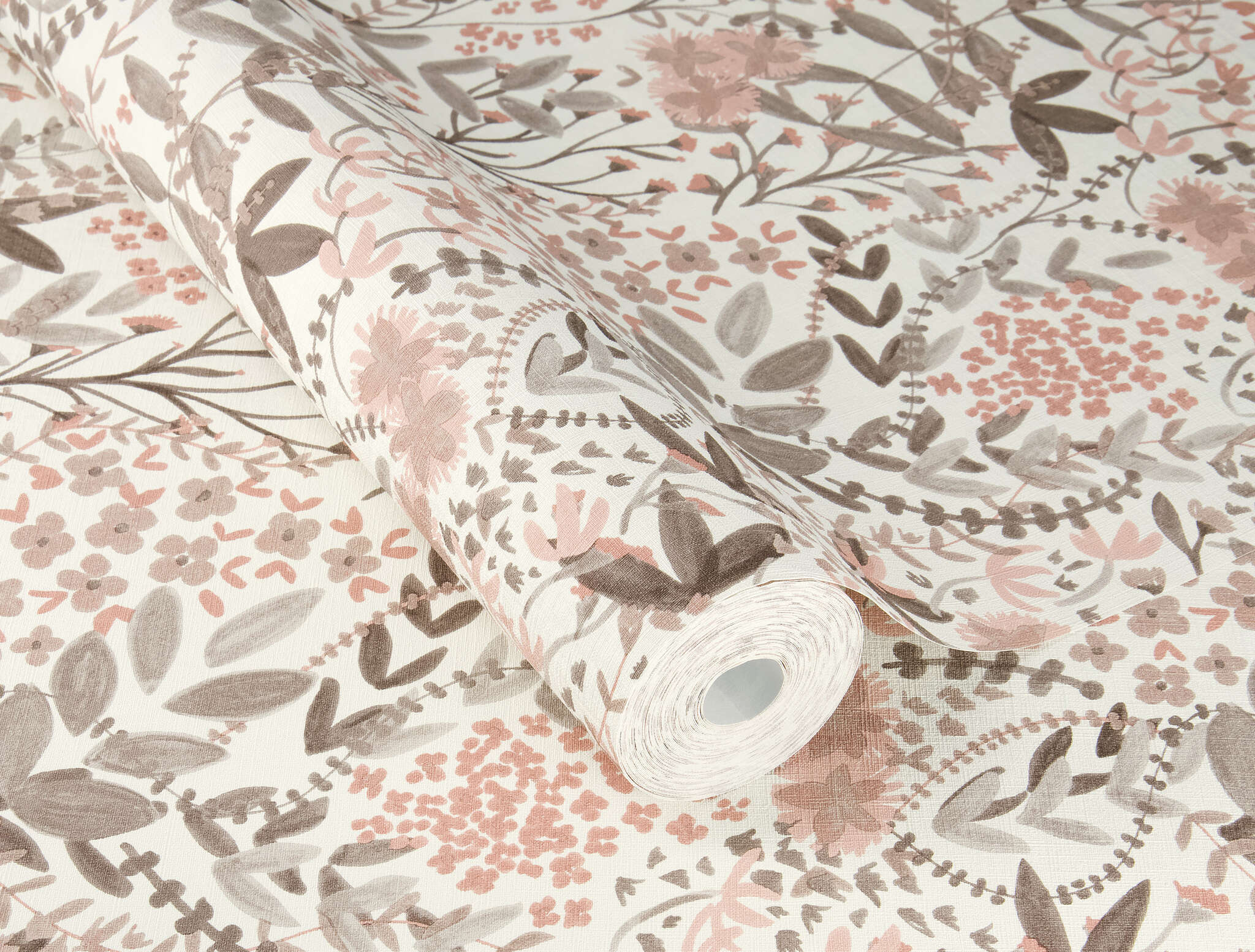 10-580761 Detailaufnahmen 1 Image détaillée de Papier peint avec fleurs et feuilles peintes à la main dans un style aquarelle