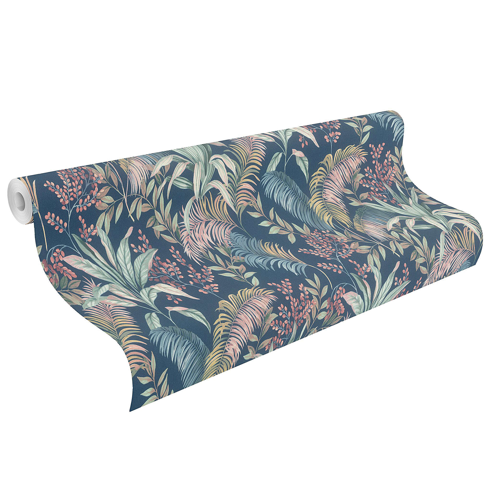 10-820355 Rolle abgerollt 1 Palm trees non-woven wallpaper in blue Florentine XL2 820355