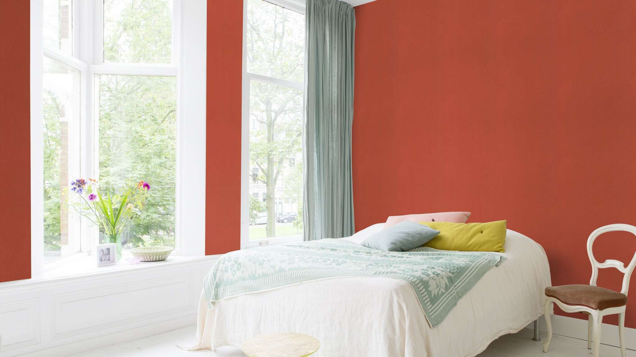 10-418682 Raumsituationen 1 Fur look non-woven wallpaper in red 418682
