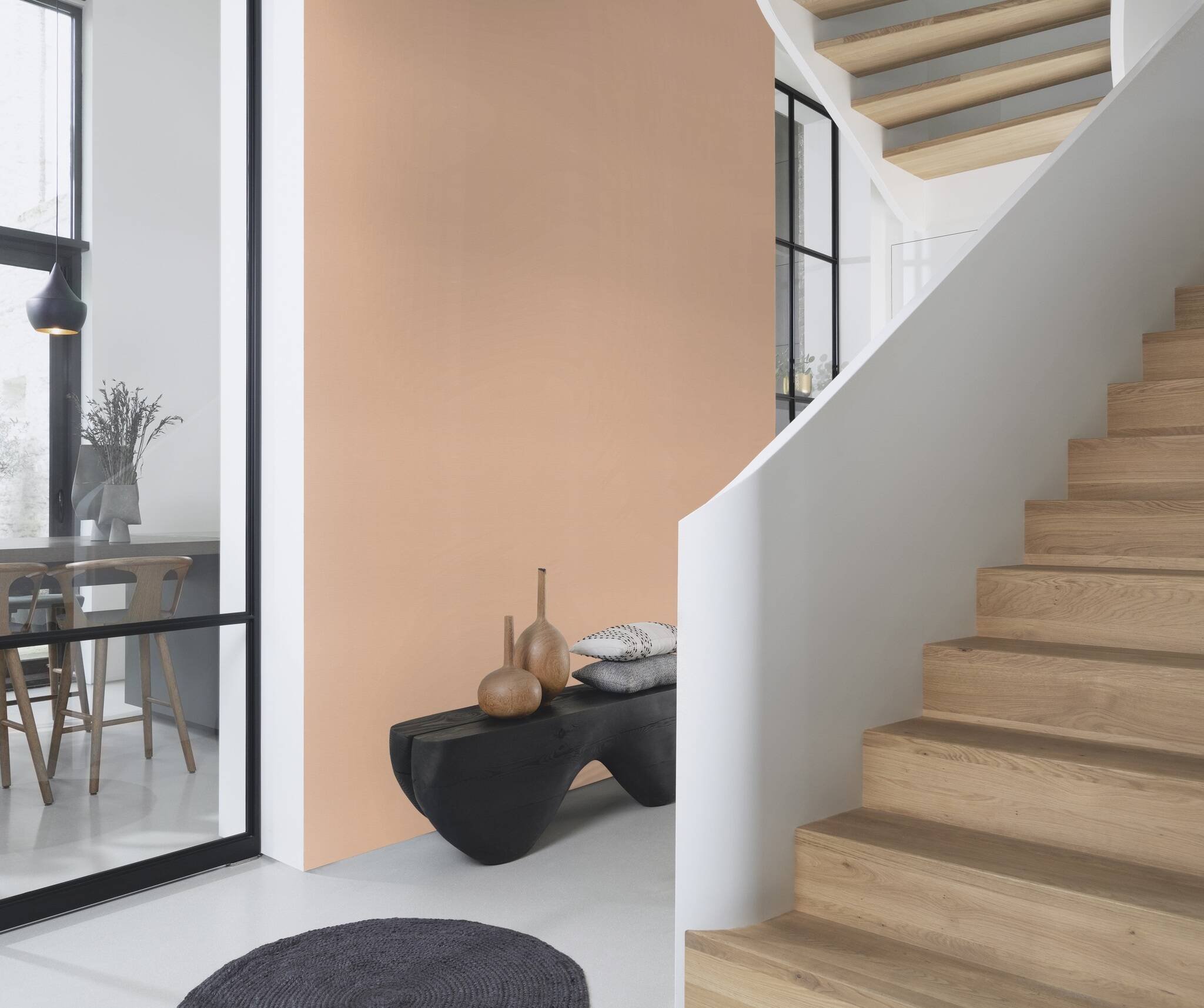 10-687576 Raumsituationen 5 Room with Single-colour wallpaper with a textile texture