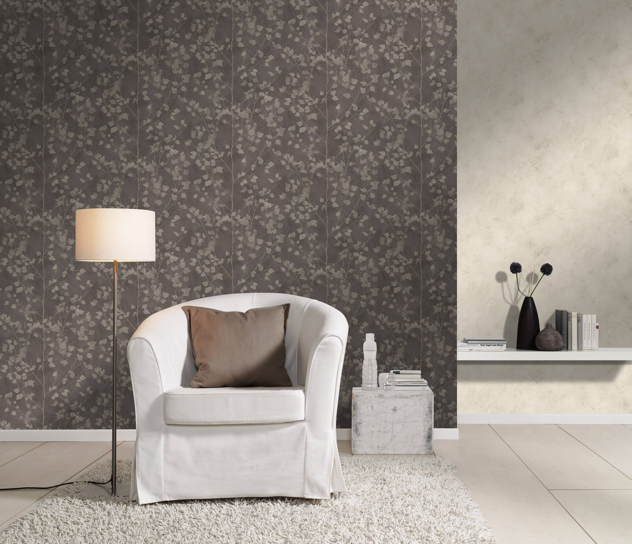10-416664 Raumsituationen 3 Non-woven wallpaper in black-taupe Selection 416664