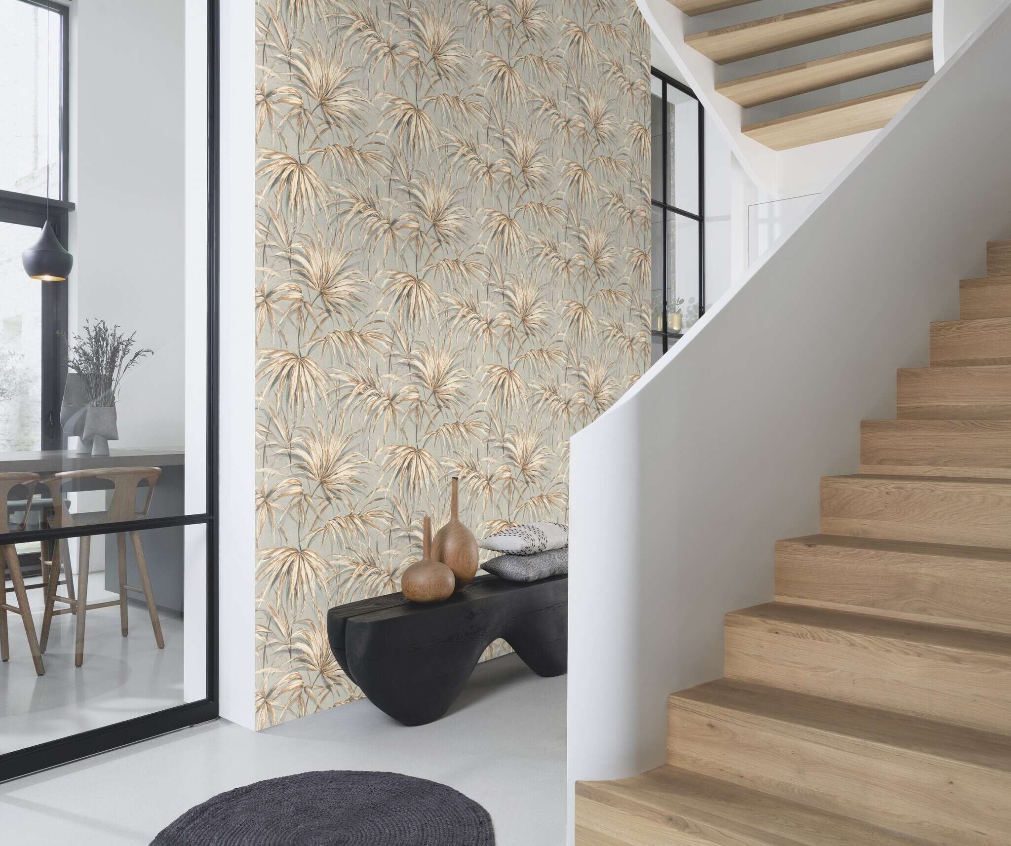 Non-woven wallpaper Bamboo Leaves in Grey - Noble Zen Akari 435368
