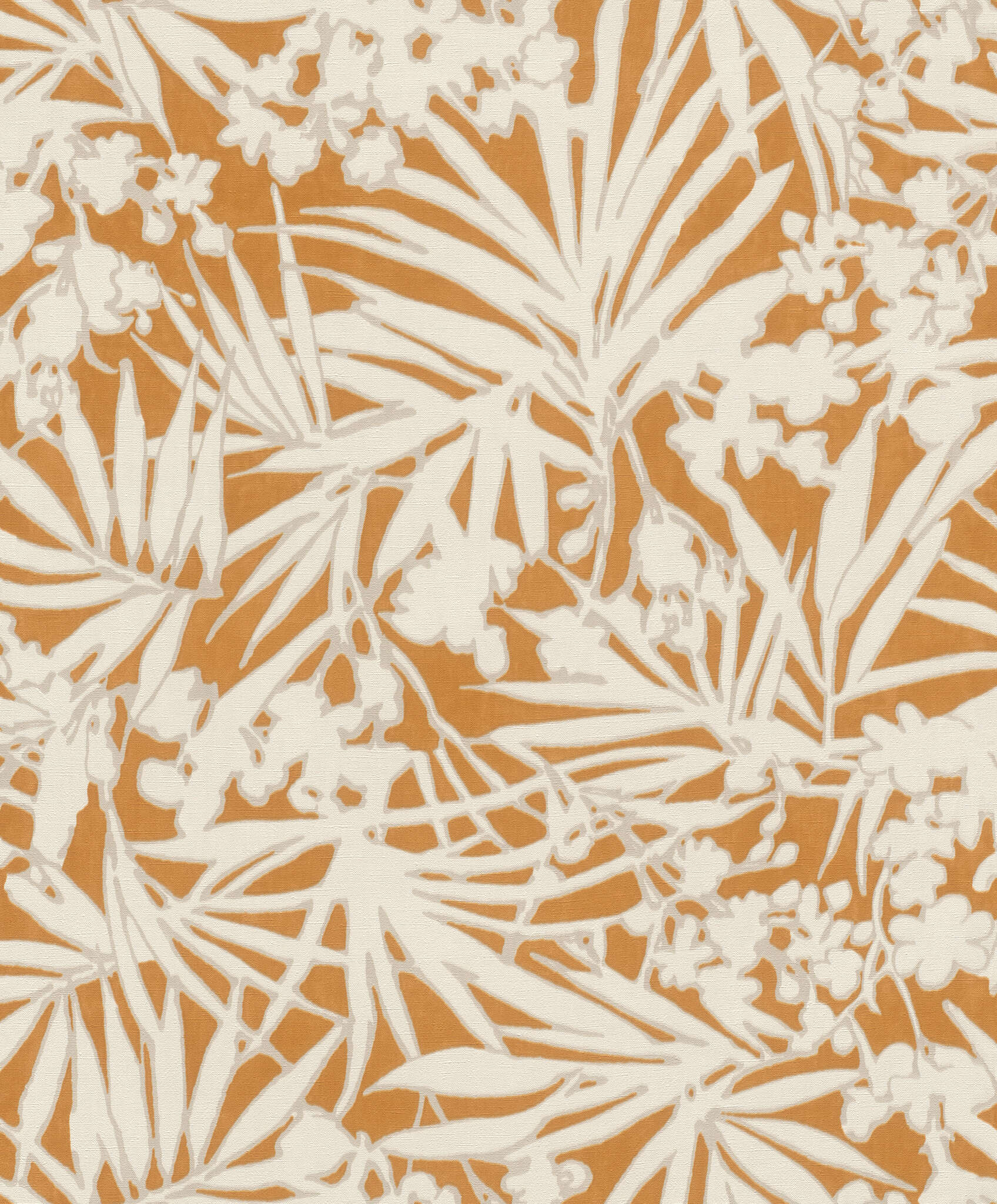 10-330328 Artikelscan 1 Warm ochre tone with white leaf pattern in negative style – expressive and natural at the same time.