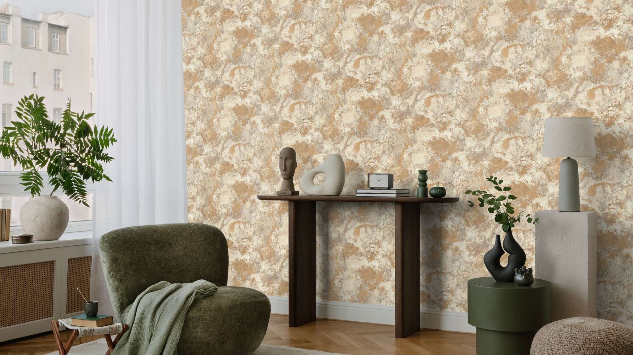 10-497236 Raumsituationen 2 Echo non-woven wallpaper in cream - Factory VI 497236