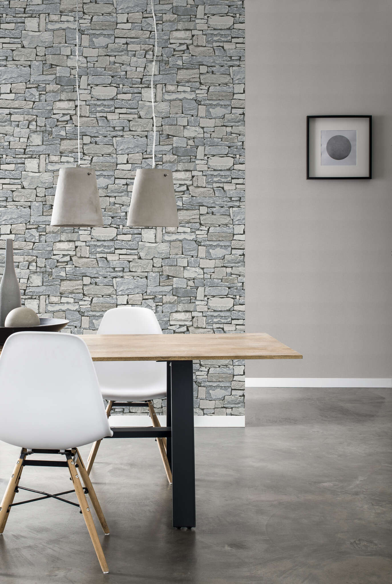 10-859102 Raumsituationen 1 Non-woven wallpaper in gray Selection vinyl/non-woven 859102