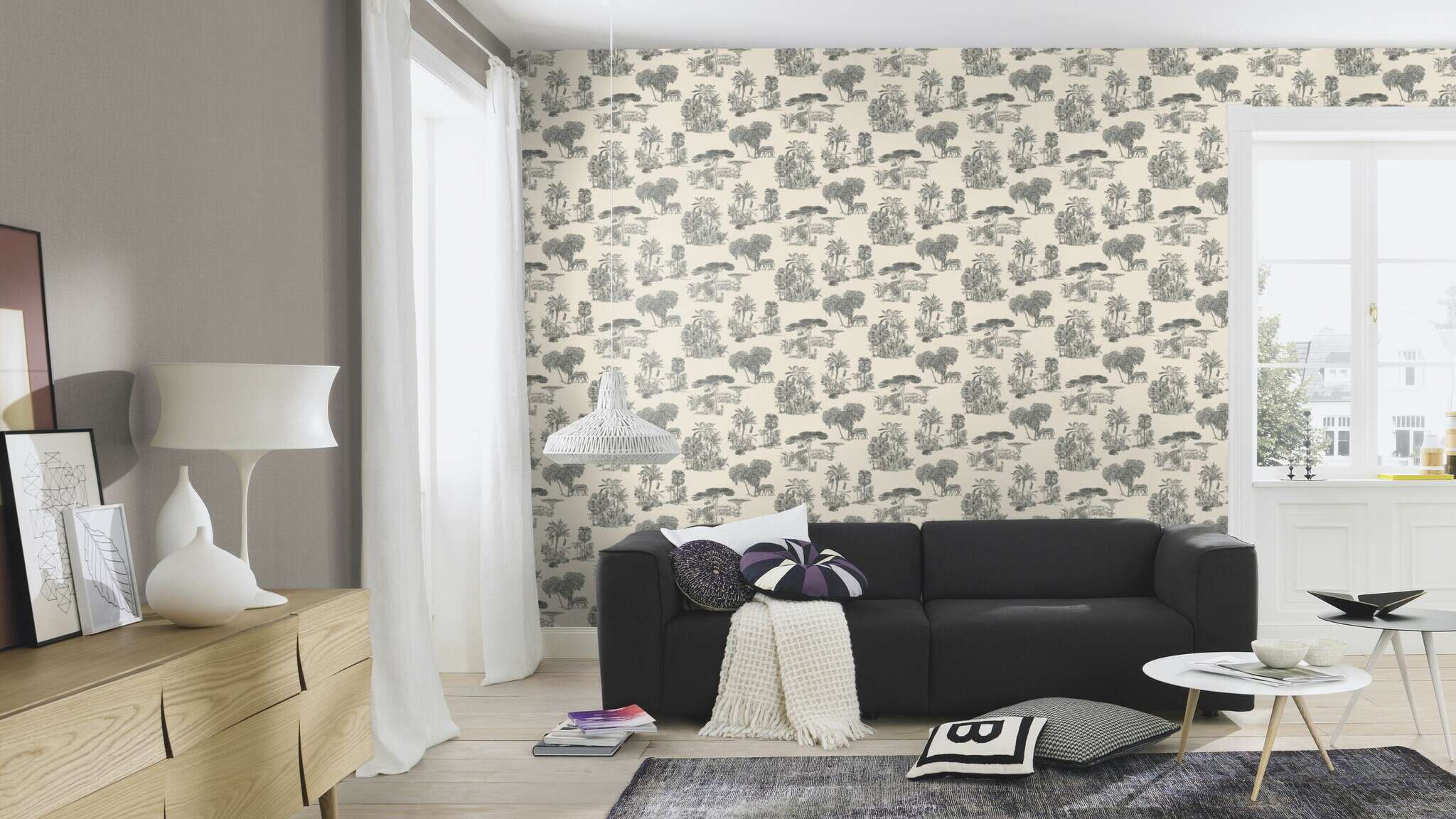 10-555875 Raumsituationen 2 Papier peint uni intissé gris-gris foncé Lirico 555875