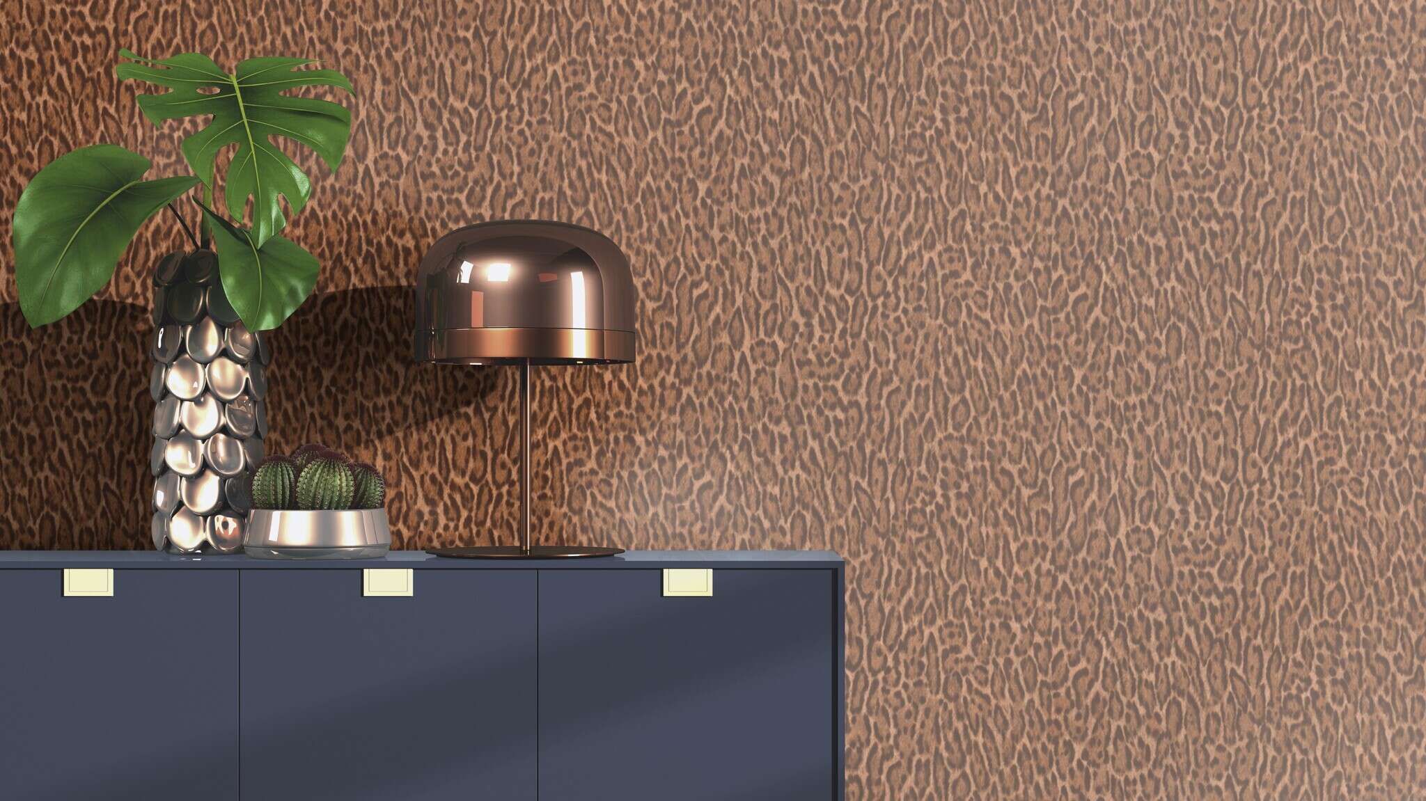 10-613254 Raumsituationen 2 Vliestapete Leoprint in Braun - Atelier Tissé Pantéra 613254