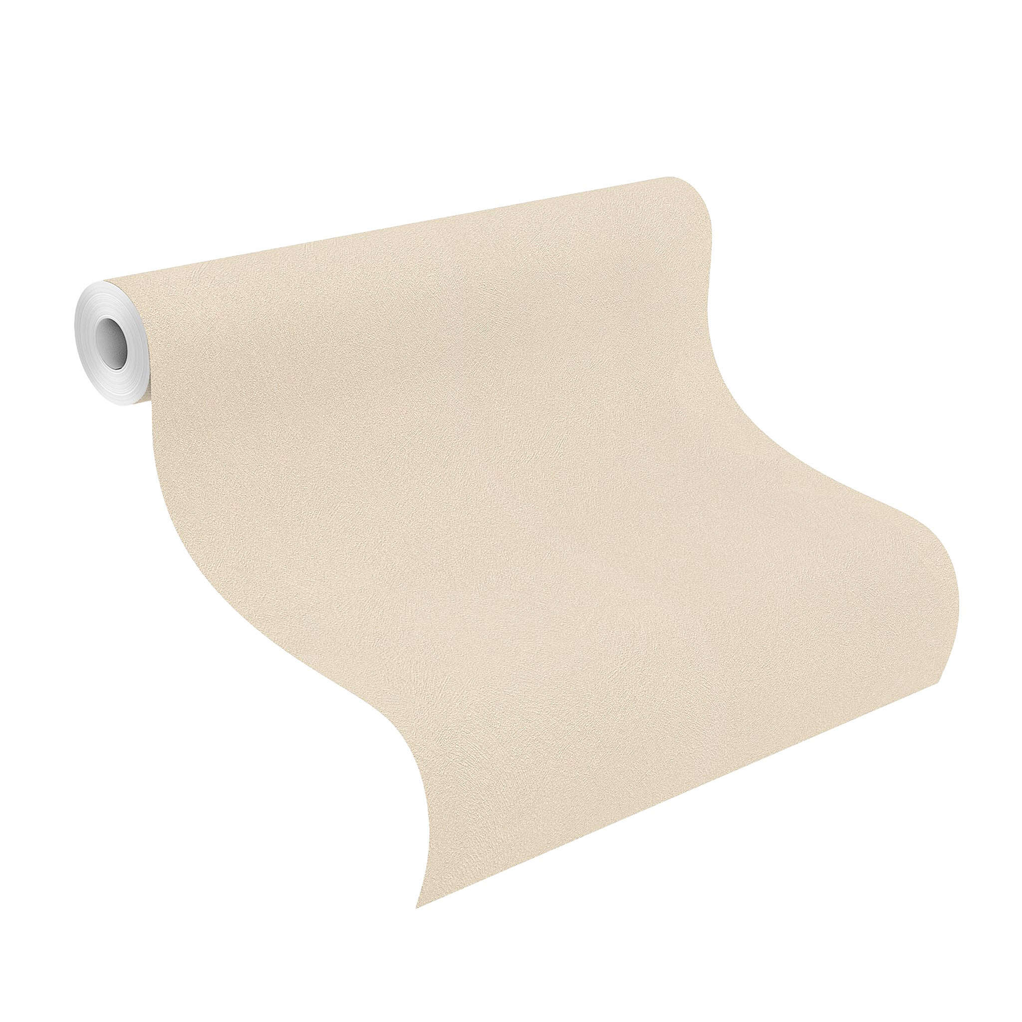 10-418644 Rolle abgerollt 1 Rollenabbildung mit Einfarbige Uni-Vliestapete in Creme mit feiner Fellstruktur