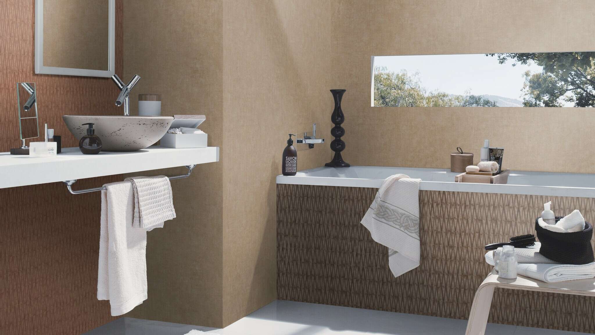 10-428445 Raumsituationen 2 Non-woven wallpaper in brown-copper brown Selection 428445