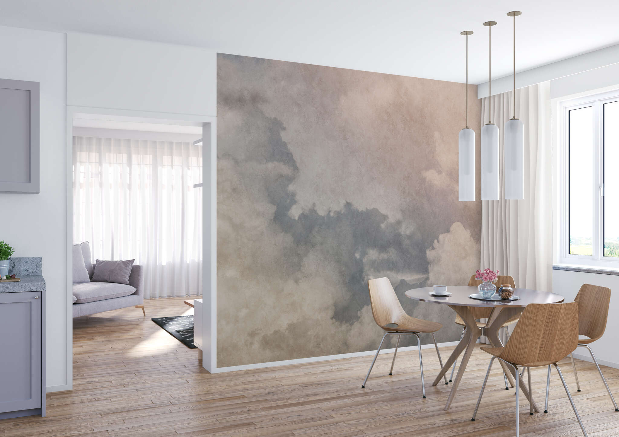 Esszimmer mit 363197 - Fototapete - Graues Wolkenbild mit changierenden Effekten magicwalls Fototapete mit Wolken in Grau 363197
