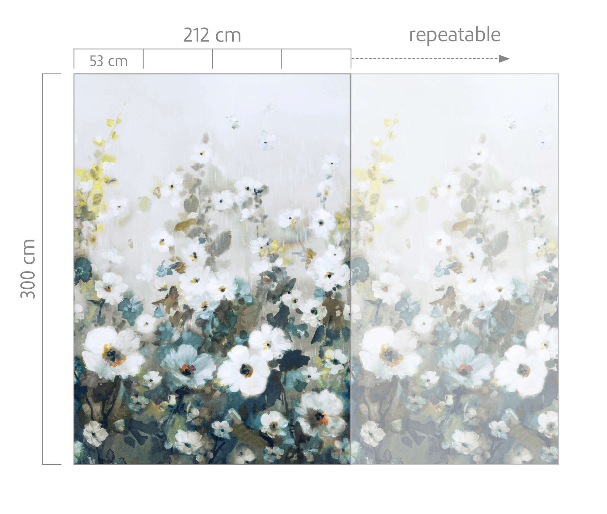 10-360905 Bildauschnitt 1 magicwalls Papier peint Fleurs Turquoise 360905