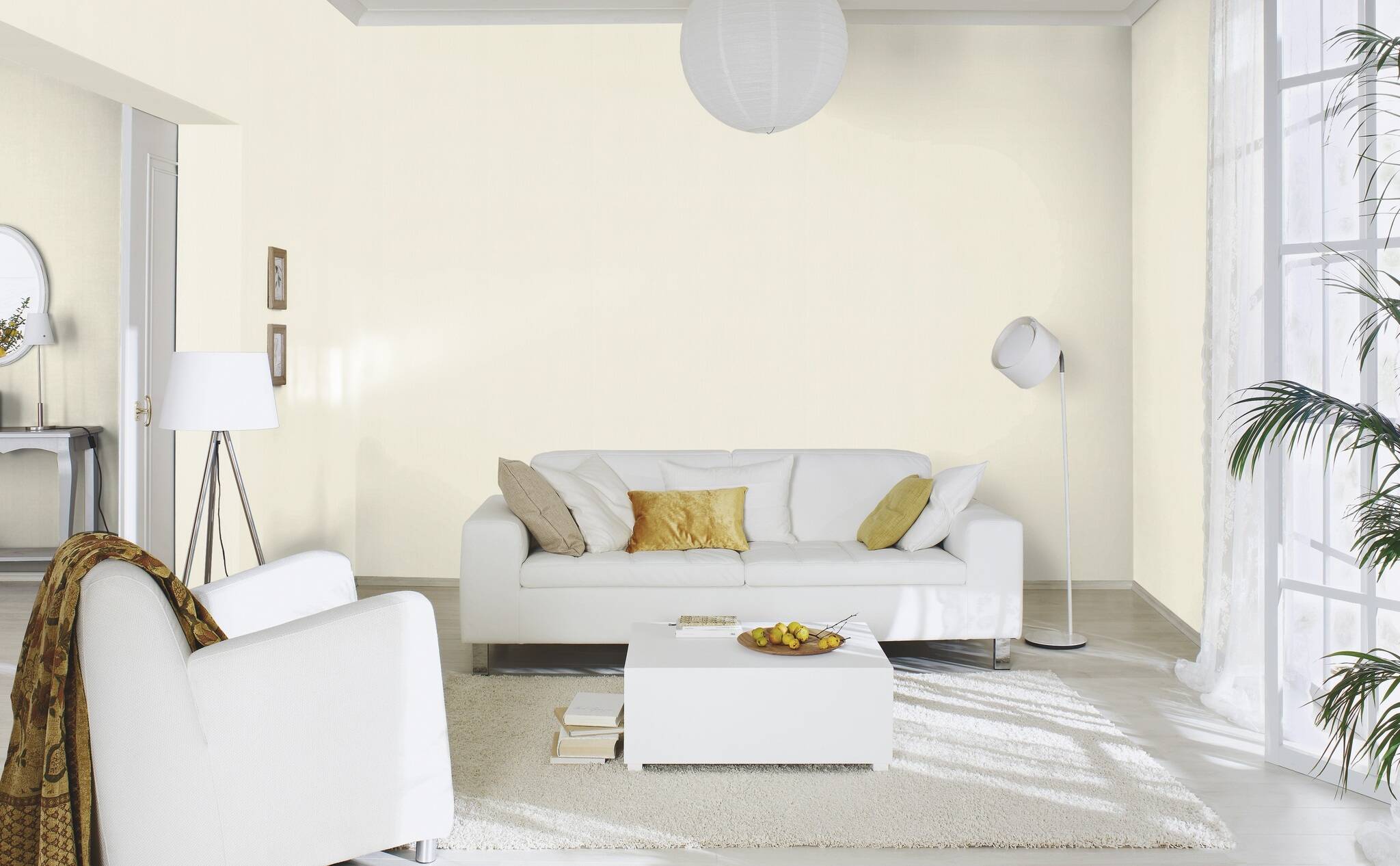 10-536805 Raumsituationen 7 Room with Single-colour wallpaper with a textile texture